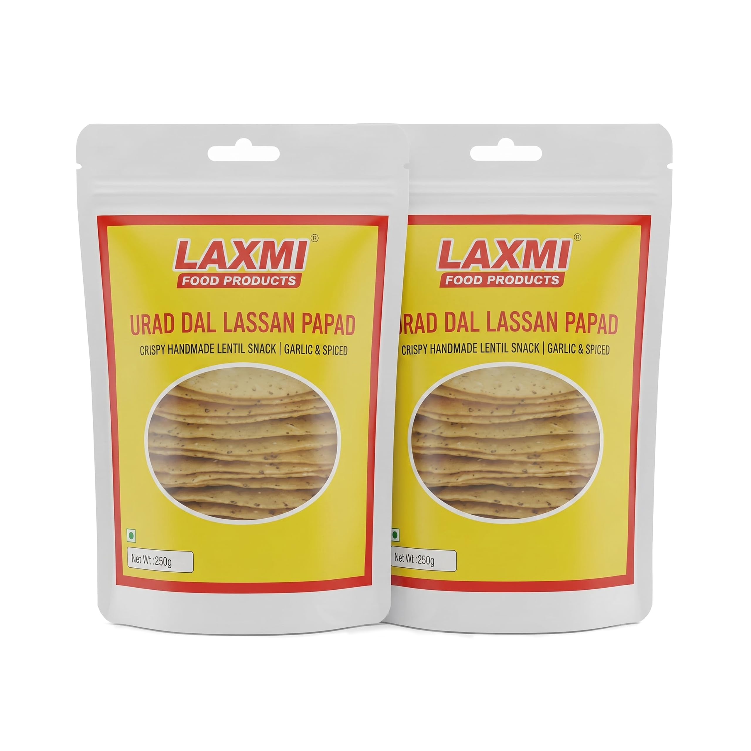 Lakshmi Food Products Urad Dal Lassan Papad (250g) | Handmade Spiced Gram Flour Papad | Authentic Rajasthani Crispy Snack (Pack of 2)-image-22