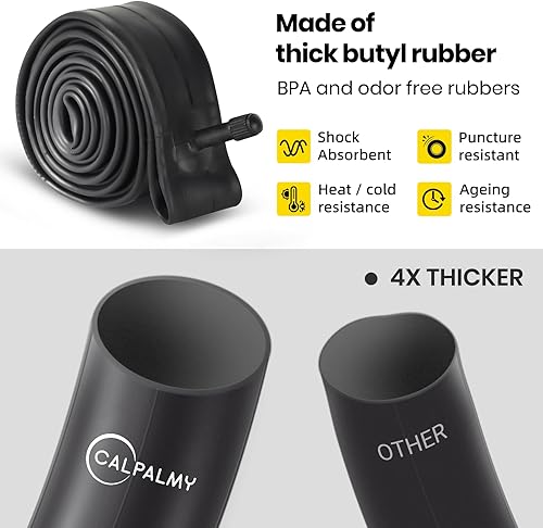 Miniatura 3 de CALPALMY Tubos interiores de bicicleta para niños de 12, 14, 16, 18, 20, 22, 24, 26 y 28 pulgadas (paquete de 2), ancho de 1.751.952.125 con válvula