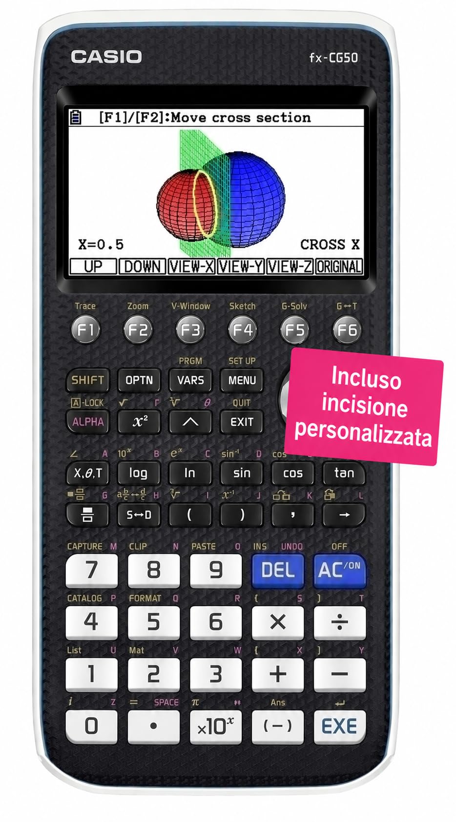 Casio FX-CG50 Calcolatrice Grafica con Incisione Personalizzata – Display a Colori Alta Risoluzione, Grafici 3D, Python – Ammessa alla Maturità – Liceo Scientifico