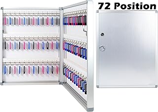 Key Box Wall Mount 72/96/120 Position Key Box for Wall with Key Tags&Hooks, Box for Keys Aluminum Body with Pre-Drilled Mounting Holes (72 Position)