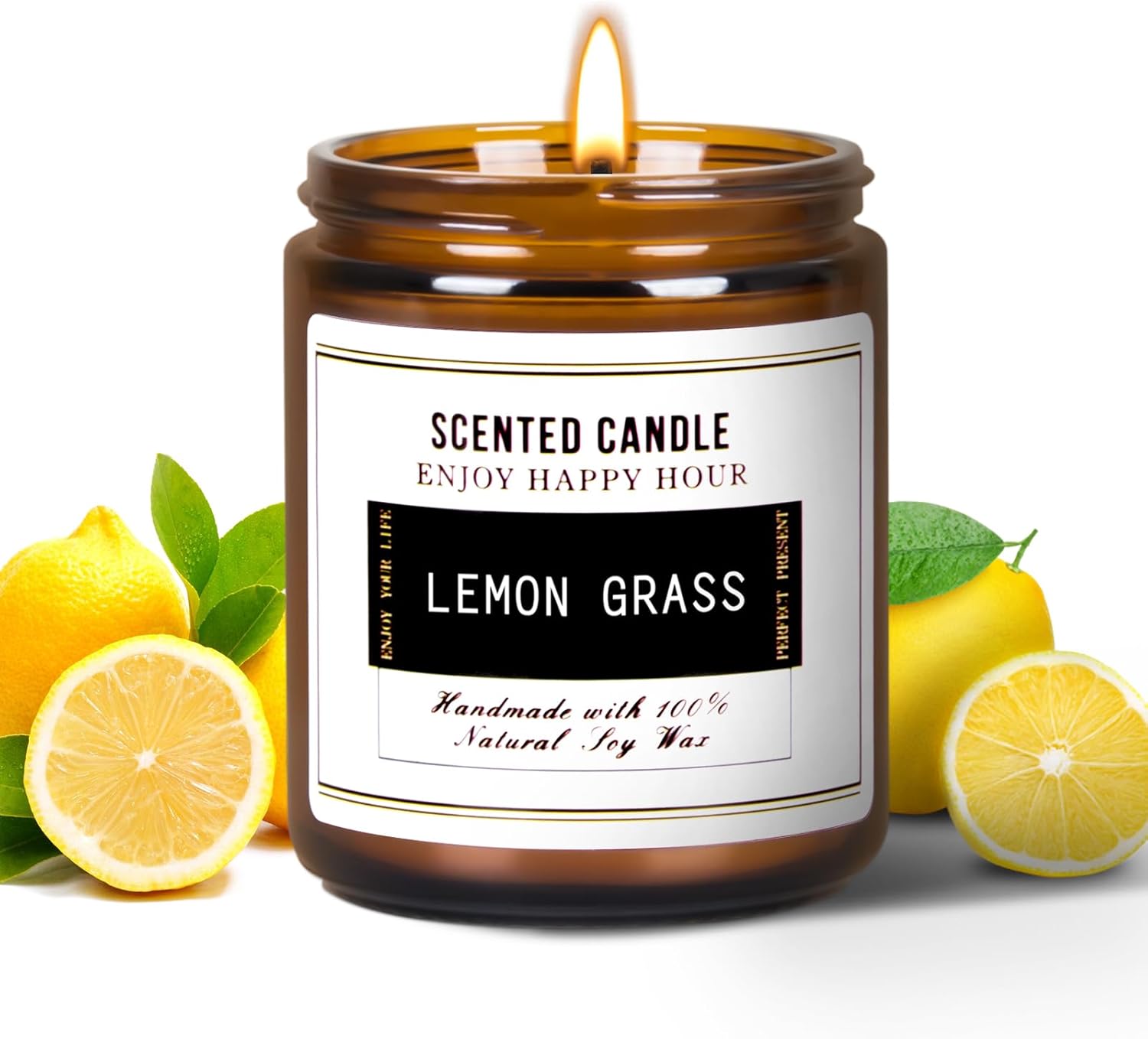 Takytao Premium Lemon Grass Scented Candles 14 OZ Soy Wax