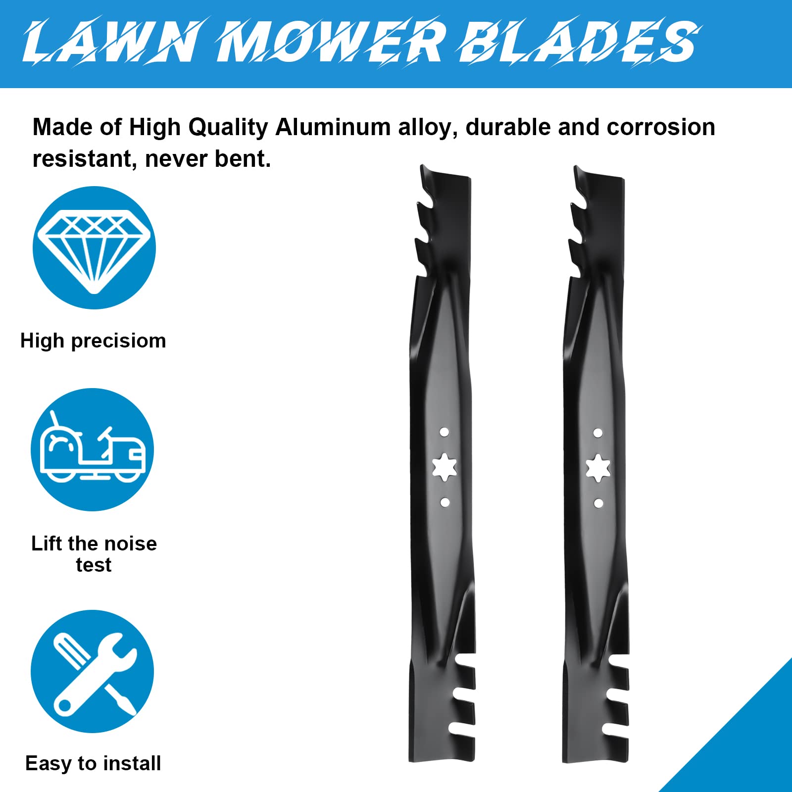 Cuchillas de cubierta para cortacésped Cub Cadet MTD Troy Bilt 942-04308-X 42 pulgadas Cut Deck RZT42 LTX1042KW XT2-LX42 TB42 T105, paquete de 2