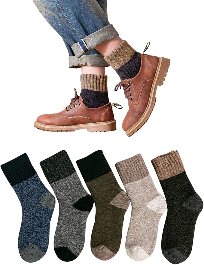 Amazon Yazon 靴下メンズ 冬 厚手ソックス 暖かい ルームソックス 防寒 くつした メンズ おしゃれ 男性 靴下 冬用 超厚手 タオル靴下 室内 保温 ウールソックス スポーツ 部屋 睡眠 裏起毛 スキー 冷えとり靴下 メンズ 24 28cm 5color1 スポーツソックス 通販