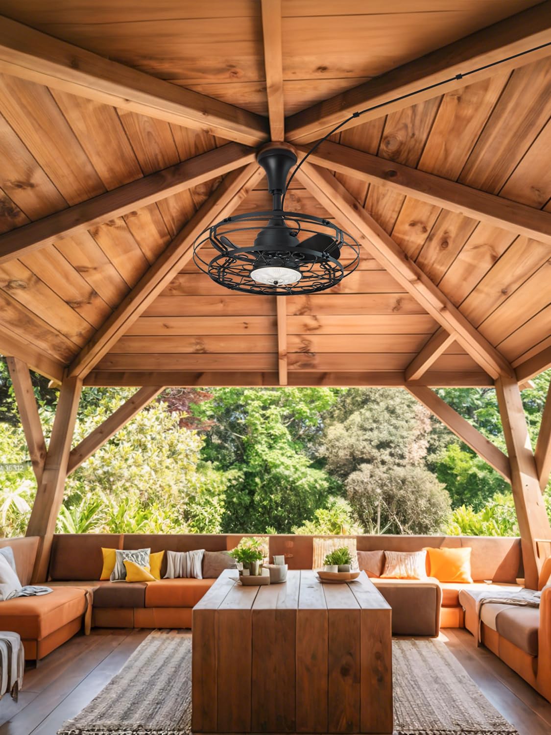 Orison Outdoor Ceiling Fan with Light, 21" Gazebo Fans Outdoor Hanging, Plug in Ceiling Fan for Pergolas Canopy Patio, Waterproof Outdoor Fans with Remote/APP Control, Wet Rated