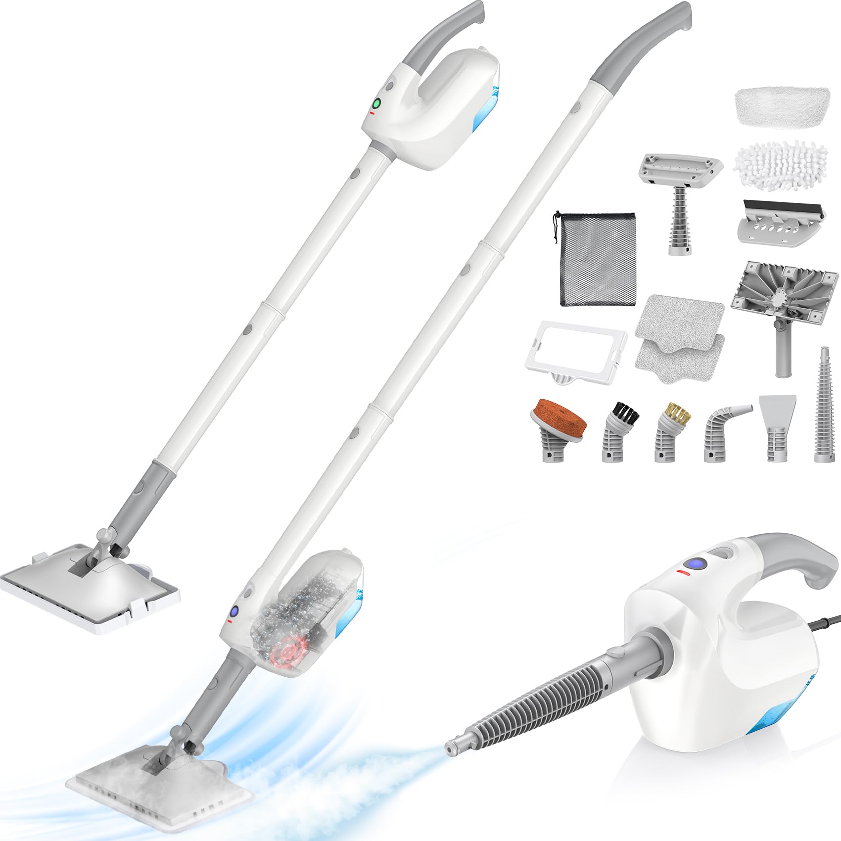 10-in-1 Steam Mop with Detachable Handheld Steamer Multi Up Steam Cleaner for Home with 350ml Tank 10s Heat-Up