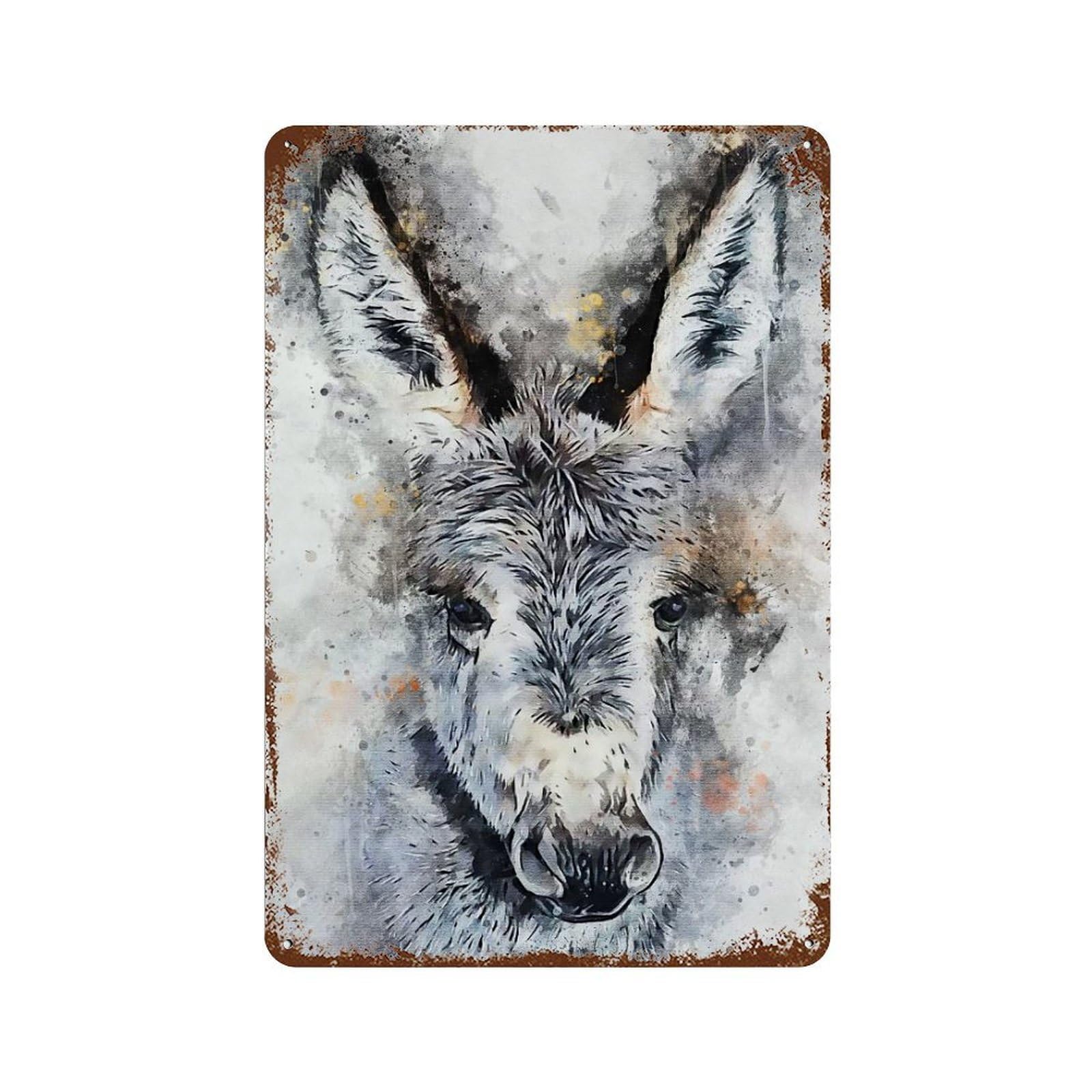 Garage Style Donkey Art Distressed Metal Wall Sign 11.8"x7.9", Farmhouse Wall Decor for Bar And Workshop