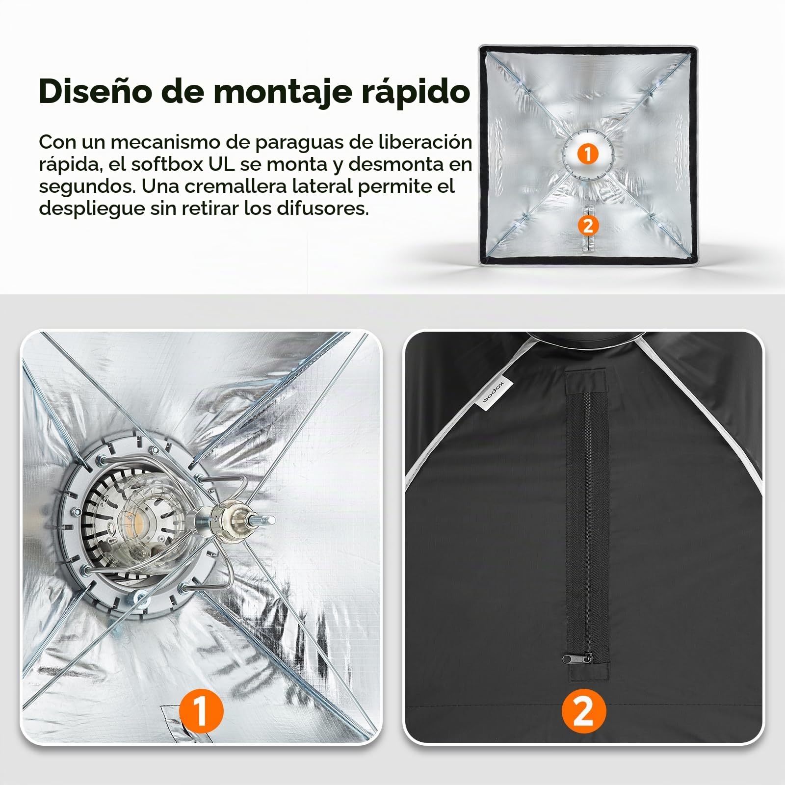 Godox UL-Box 60x60 cm / 24x24 Pulgadas Softbox Cuadrada, Montura Bowens