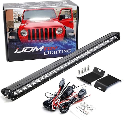 iJDMTOY Kit de barra de luz LED de 30 pulgadas de montaje en capó compatible con Jeep Wrangler JL 2018 en adelante, incluye (1) barra de luz LED de