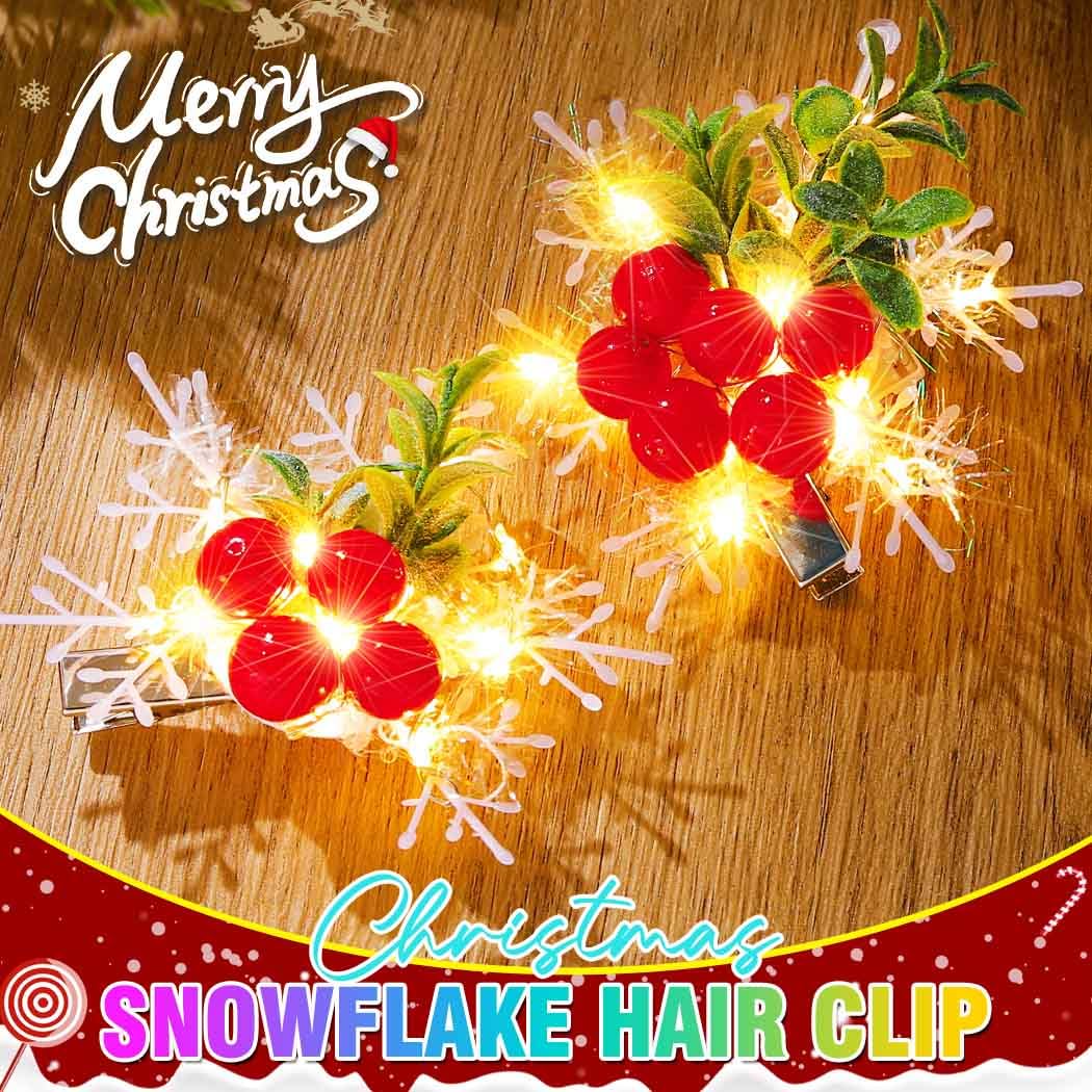 Reaky Light Up Christmas Hair Clips Led Snowflake Hair Clip Red Berry Xmas Clips Hair Accessories for Women - Image 2