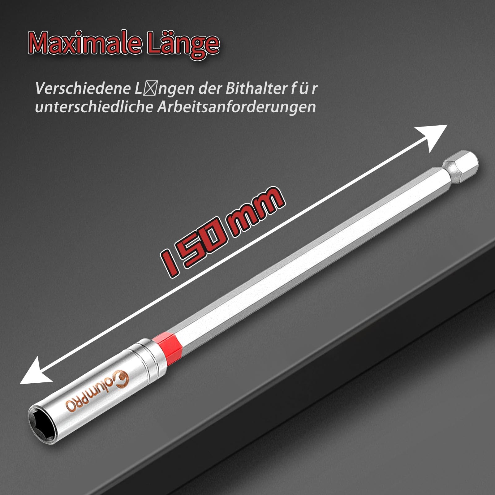 Lot de 6 supports de clé d'extension magnétiques en acier S2 de 60, 100, 150 mm