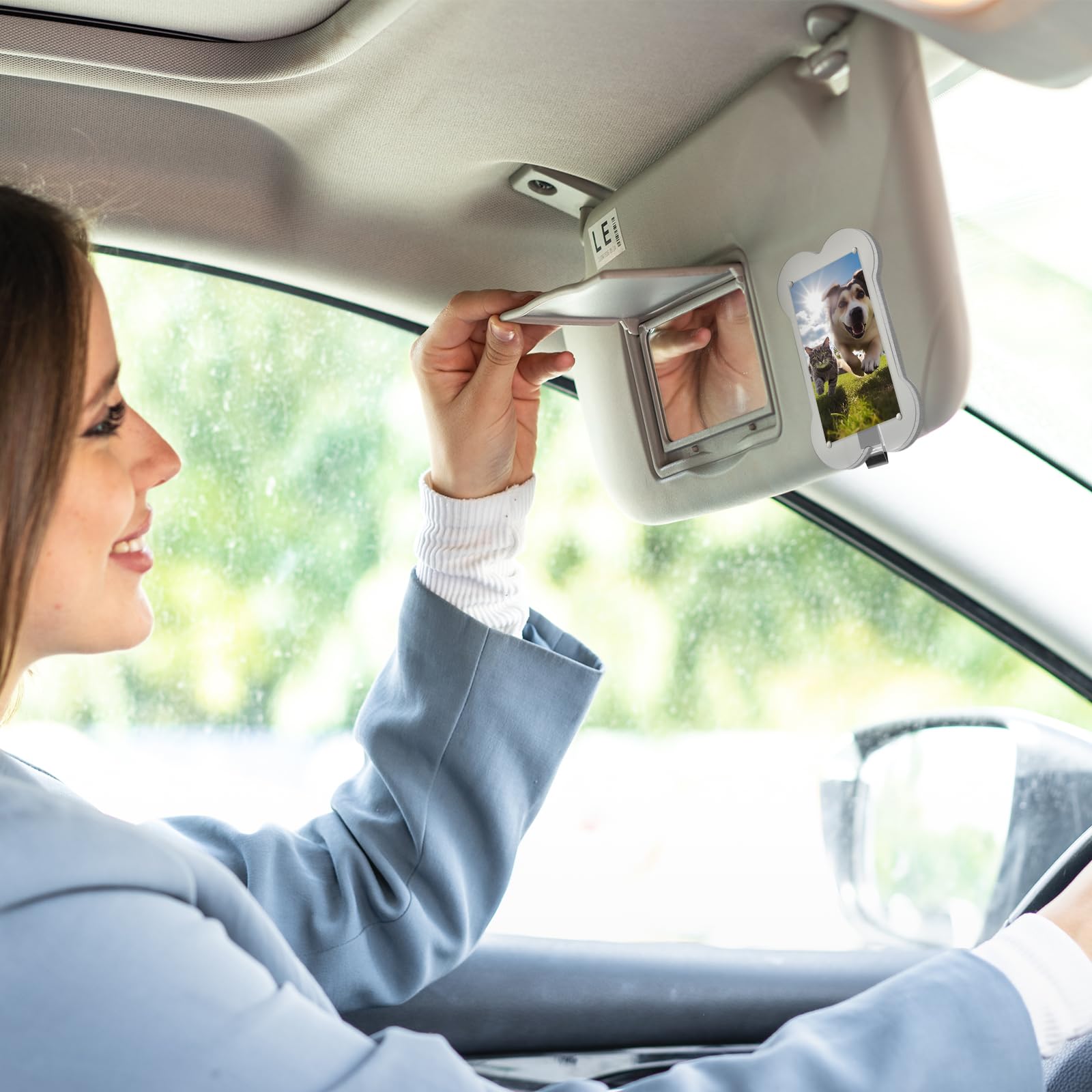 2Pcs Car Visor Photo Holder Bone-Shaped Magnetic Acrylic Picture Frame Personalized Car Accessories for Family Personal Photos — view 5