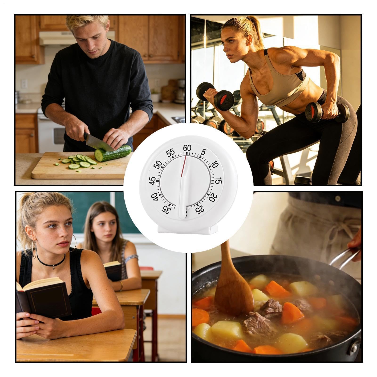 Mechanischer Küchentimer mit 60 Minuten lautem Alarm, Countdown zum Kochen, Lernen, stabiles Design, ideal für Klassenzimmer, Heimküchen und Fitnessstudios