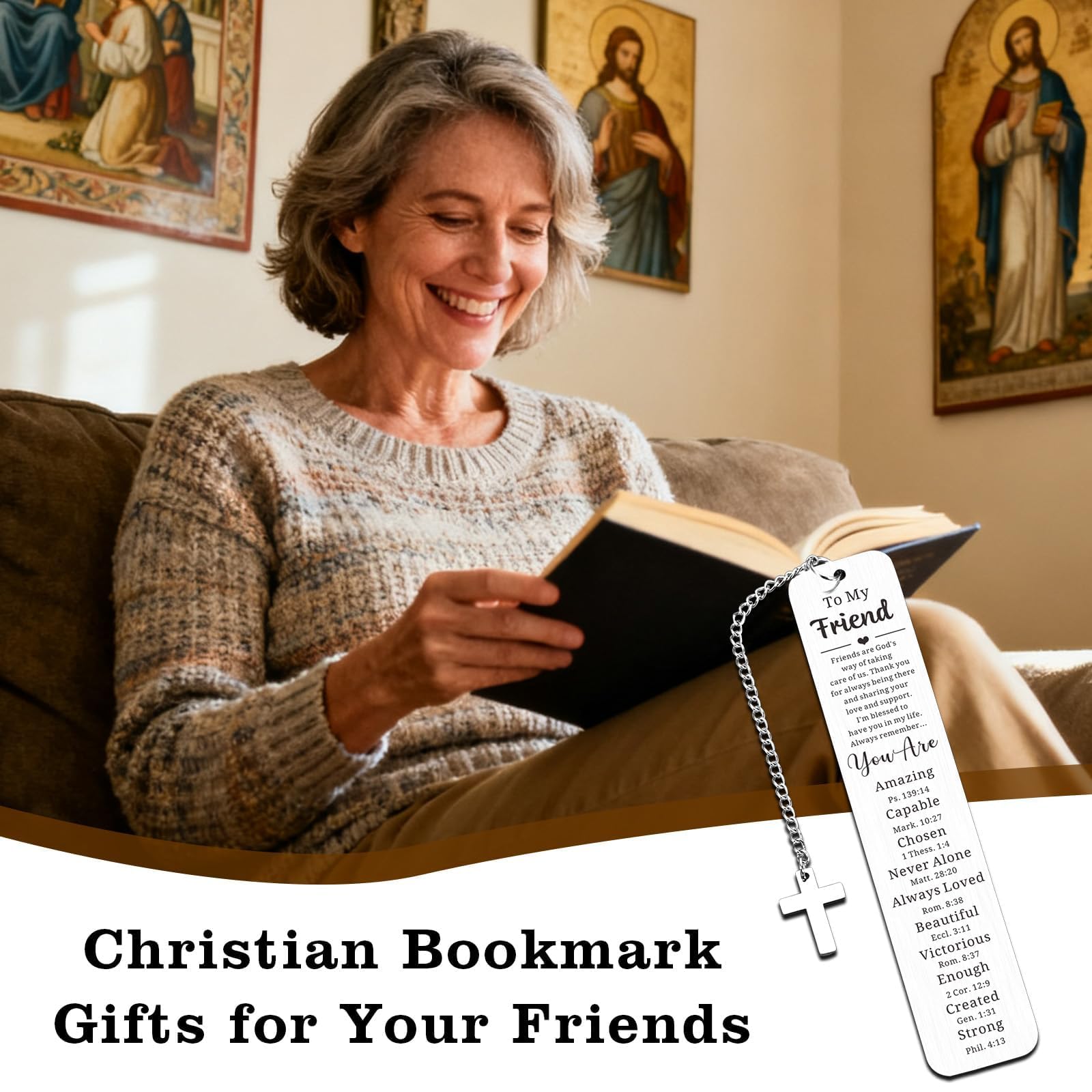 Regali cristiani per donne e amiche, regalo di amicizia per donne, calza per ragazze, segnalibri cristiani per i suoi migliori amici Segnalibro con versi biblici regalo di San Valentino per la