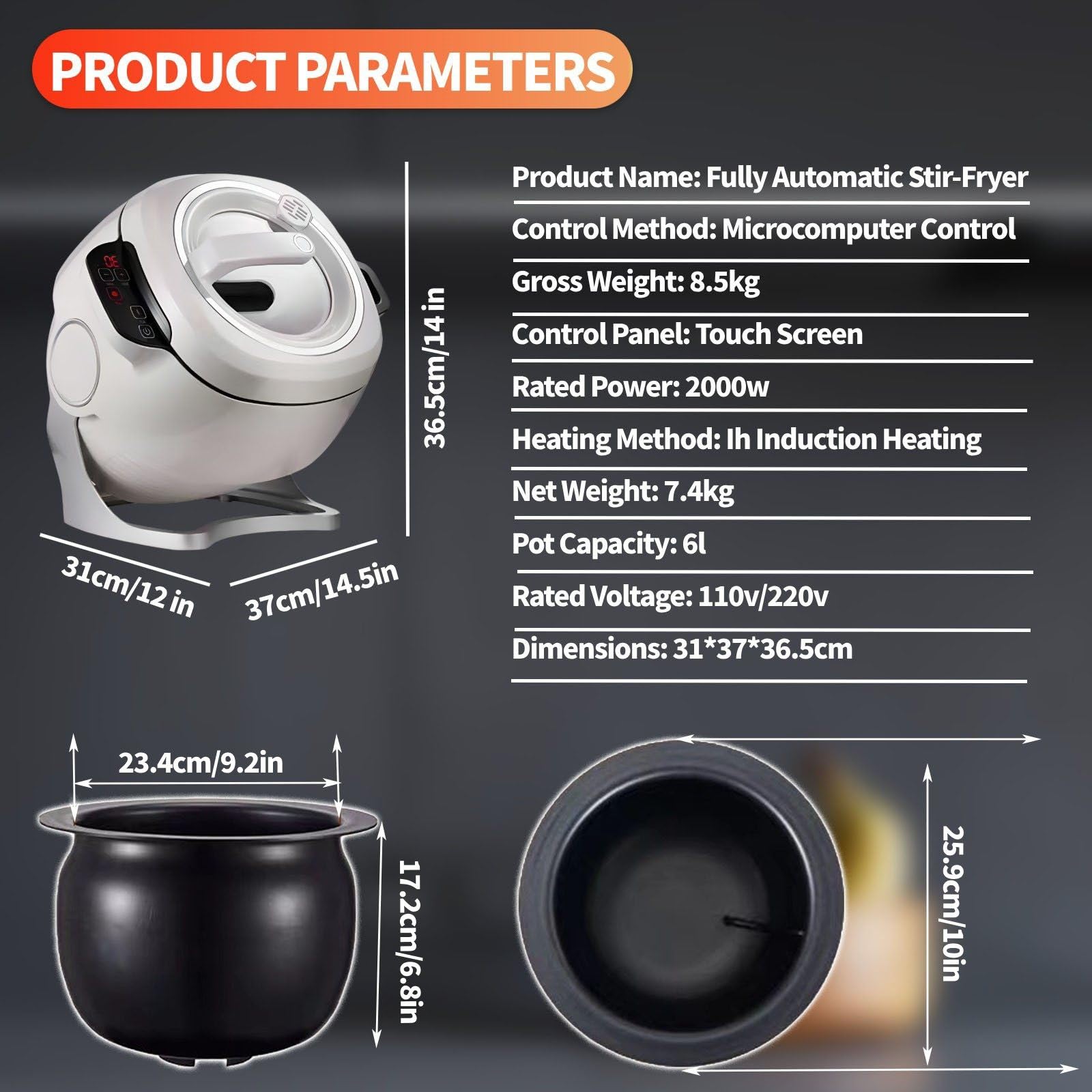 Salteador Automático-Olla Inteligente Eléctrica Antiadherente Programable para Una Cocina Fácil Y Saludable, Sin Humo,para Principiantes Y Apartamentos Pequeños