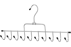 Whitmor 10 Hook Accessory Hanger, 1, Chrome & Black: Keep Scarves in Order with Style