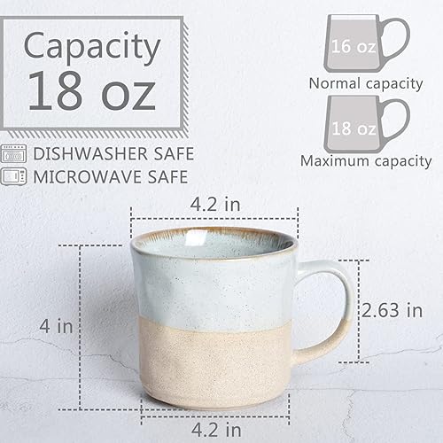 Miniatura 2 de Bosmarlin Taza de café grande de cerámica, taza de té azul grande para oficina y hogar, 18 onzas, apta para lavavajillas y microondas, 1 unidad
