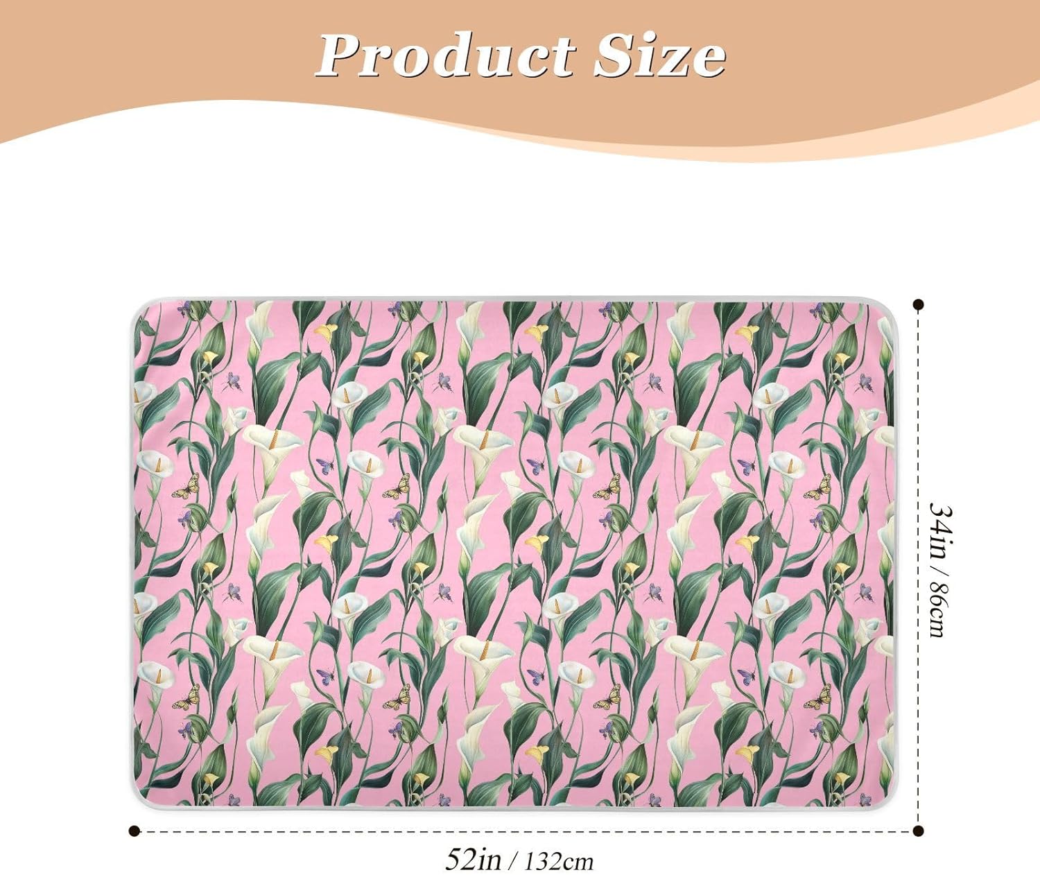 Art Calla Lily Pink Flower Extra Large Resuable Toddler Mattress Pads Highly Absorbent Flat Crib Pads Skin-Friendly Incontinence Pads for Baby Boys Girls , 52" L x 34" W