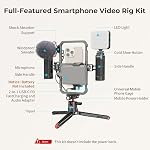 SmallRig Universal Phone Video Rig Kit for iPhone, Smartphone and Cameras, Phone Stabilizer Rig w/Tripod Microphone LED Light Side Handle Power Bank Holderm, for Vlogging & Live Streaming - 3384B