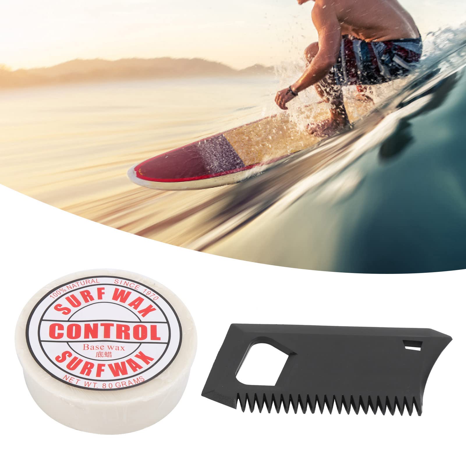 Cera Antiscivolo Skateboard Surf Paraffina per Base Surf Acqua Fredda con Pettine di Cera per Skimboard, Skateboard e Skateboard