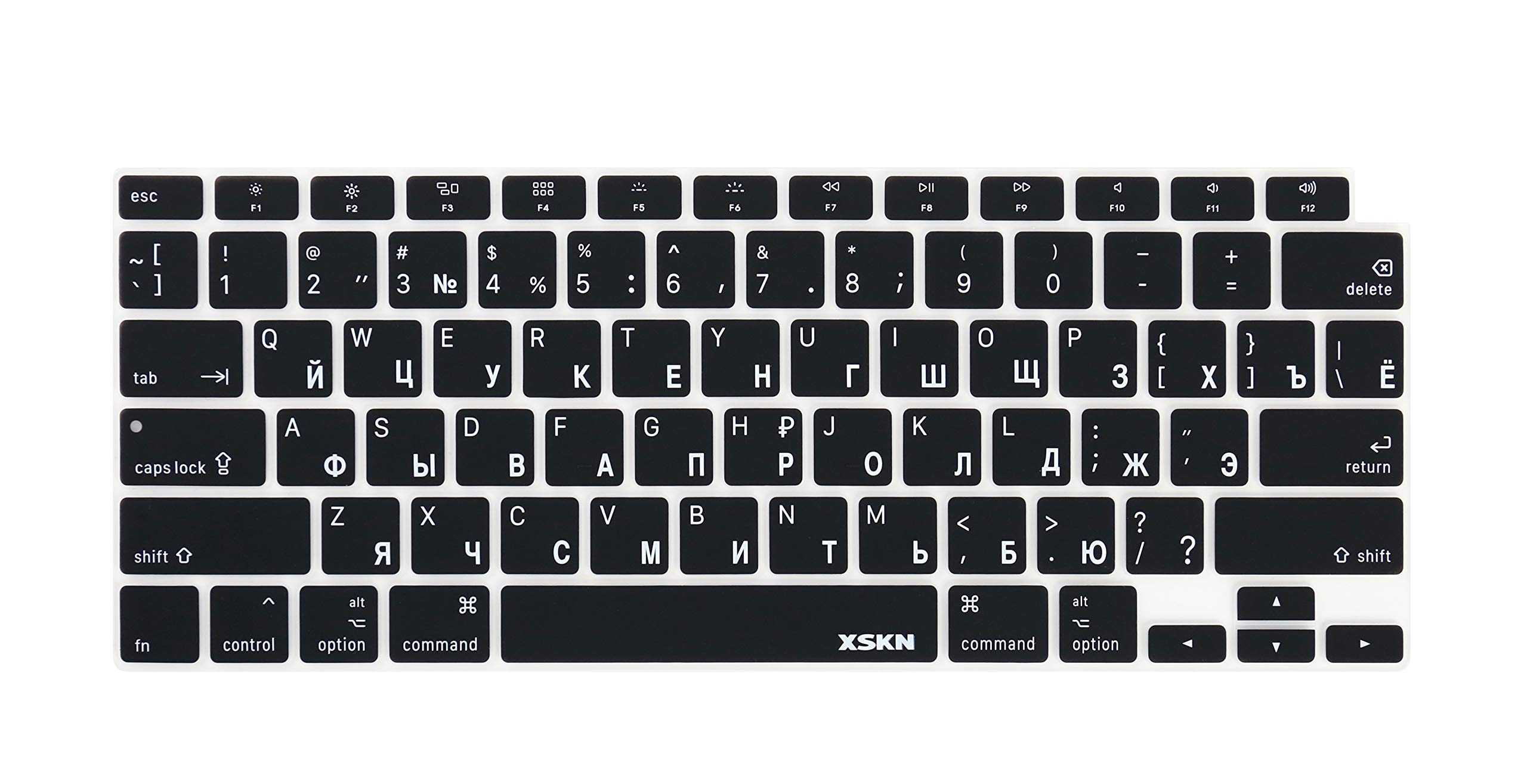 XSKN Russian/English Language Black US Version Silicone Keyboard Cover Skin Compatible with 2020 New MacBook Air 13.3 inch A2179 A2337 with Touch ID Retina Display Keyboard