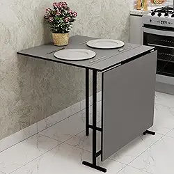 Mesa Articulada Dobrável, 6 Lugares, MDP com Suporte em Aço, Design Moderno, Multiuso, Preta (Gianduia)