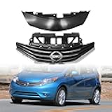 Front Upper Bumper Grille and Hood Molding Cover,Compatible with 2014-2017 Nissan Versa Note S SV SL S Plus,Replace OEM/Part NO.623203VY0H/NI1201100, 623103VY0A/NI1200257