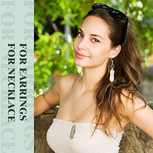 Miniatura 6 de Sureio 16 collares de piedra de cristal curativo, collar con colgante de piedras preciosas hexagonales, collar de cristal envolvente de alambre