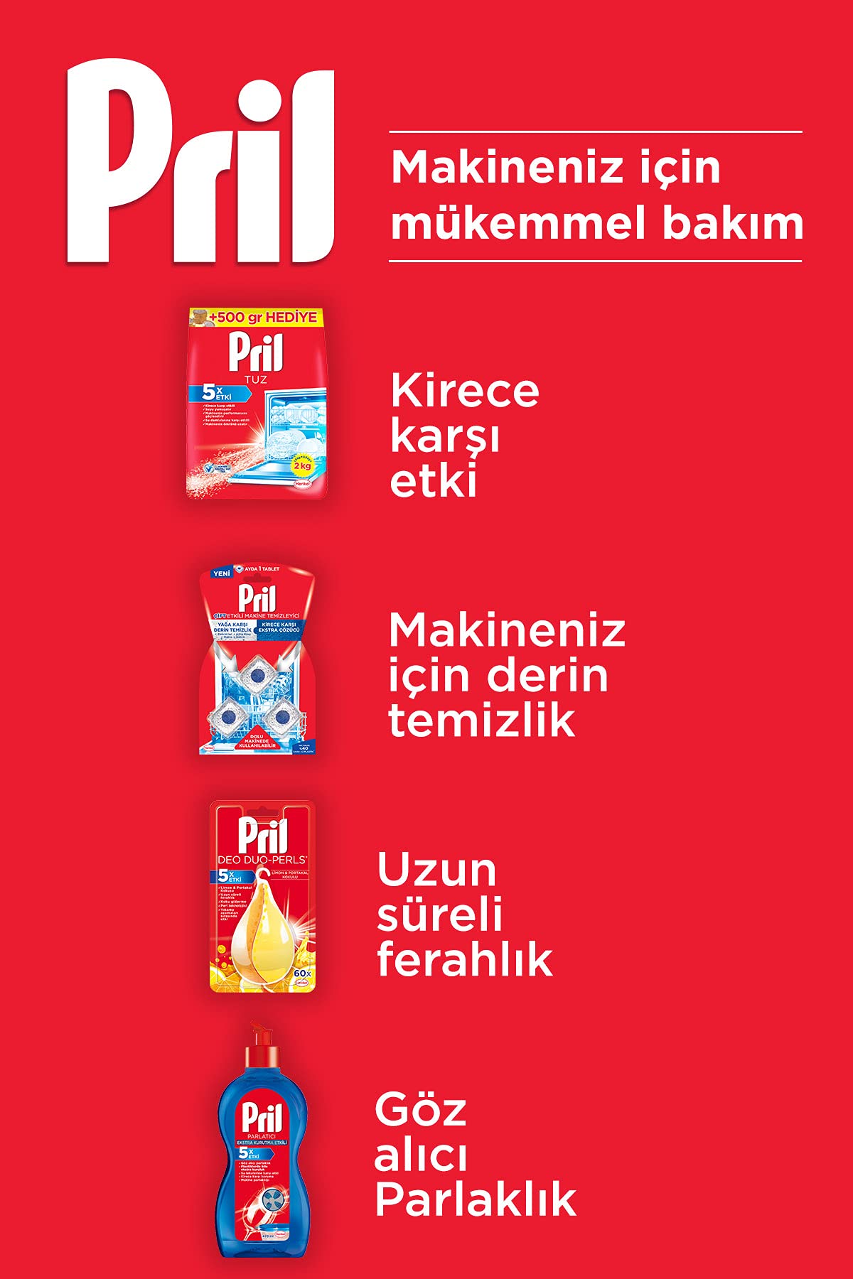 Pril Duo Power Experts Kirece Karşı Etkili Bulaşık Makinesi Tuzu 1 x 2000 g, Makine Tuzu