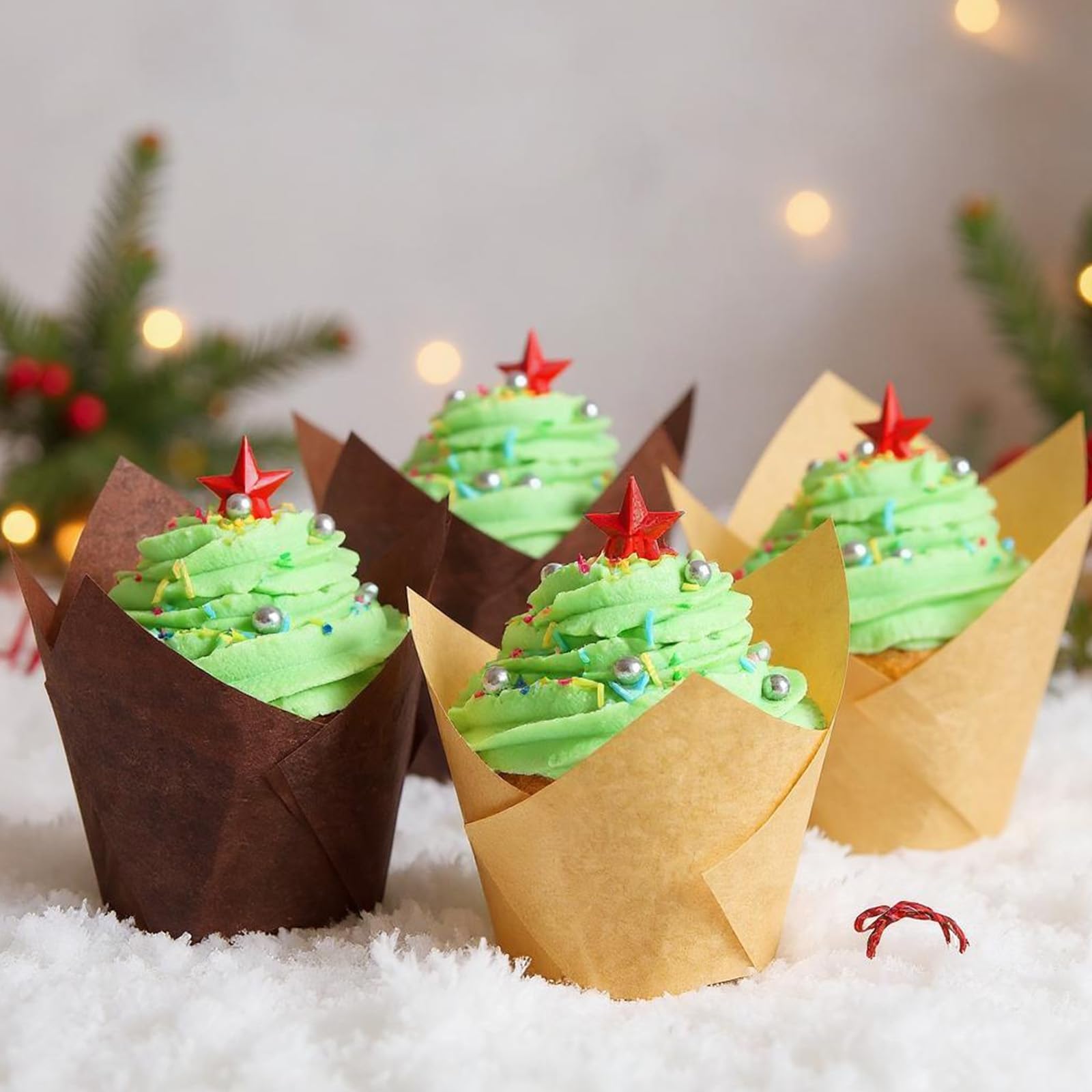 800 pirottini per cupcake a forma di tulipano, per muffin, stampati, incarti oleati, decorazioni per cupcake, bouquet, feste di compleanno, matrimoni, addio al nubilato