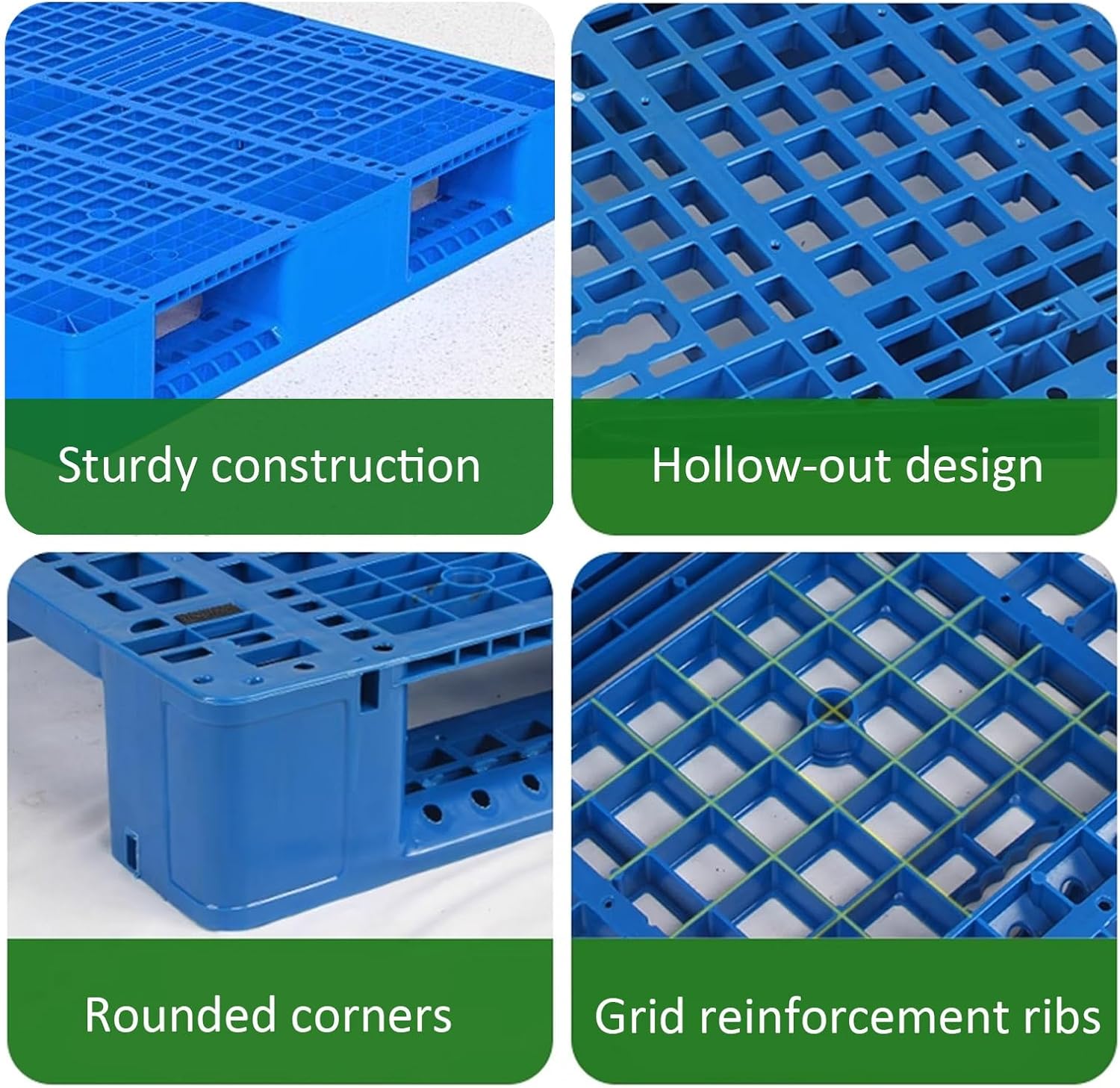 2 Pcs Lightweight Plastic Pallets, Breathable Grid Pad Cargo Pallet for Basement Restaurant Kitchen Supermarket