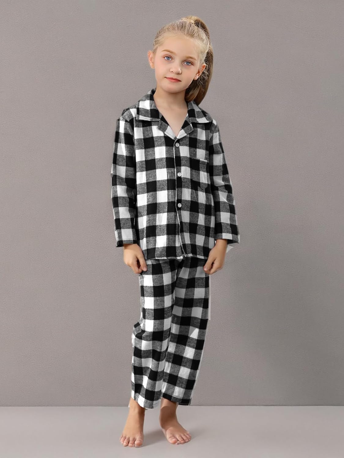 QZH.DUAO Family Christmas Pjs Matching Sets Plaid Pajamas Long Sleeve Holiday Sleepwear Set Loungewear Set - Image 8