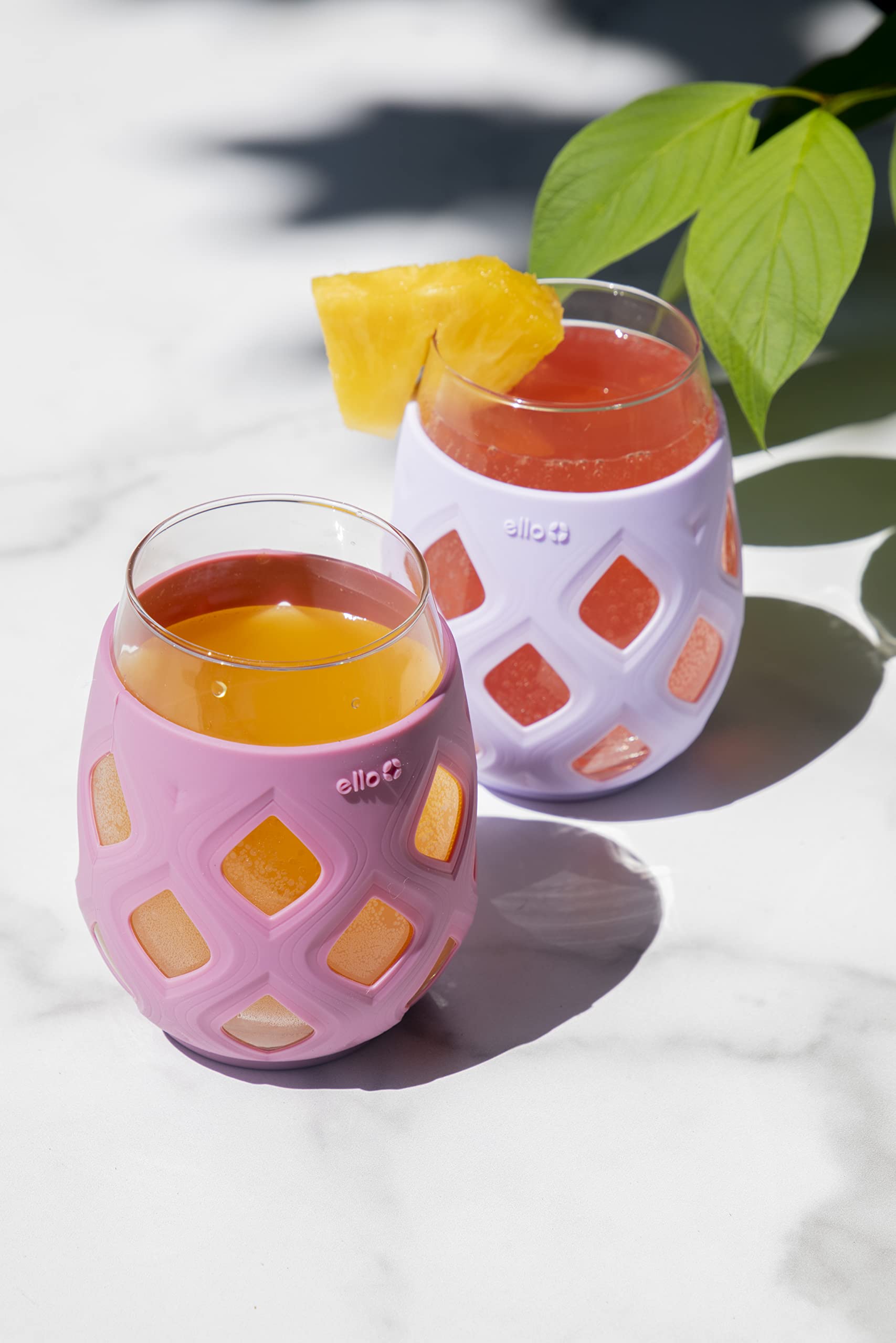 Ello Cru Weinglas-Set ohne Stiel, mit Silikonhüllen, 480 ml, 4 Stück, Kaschmirrosa