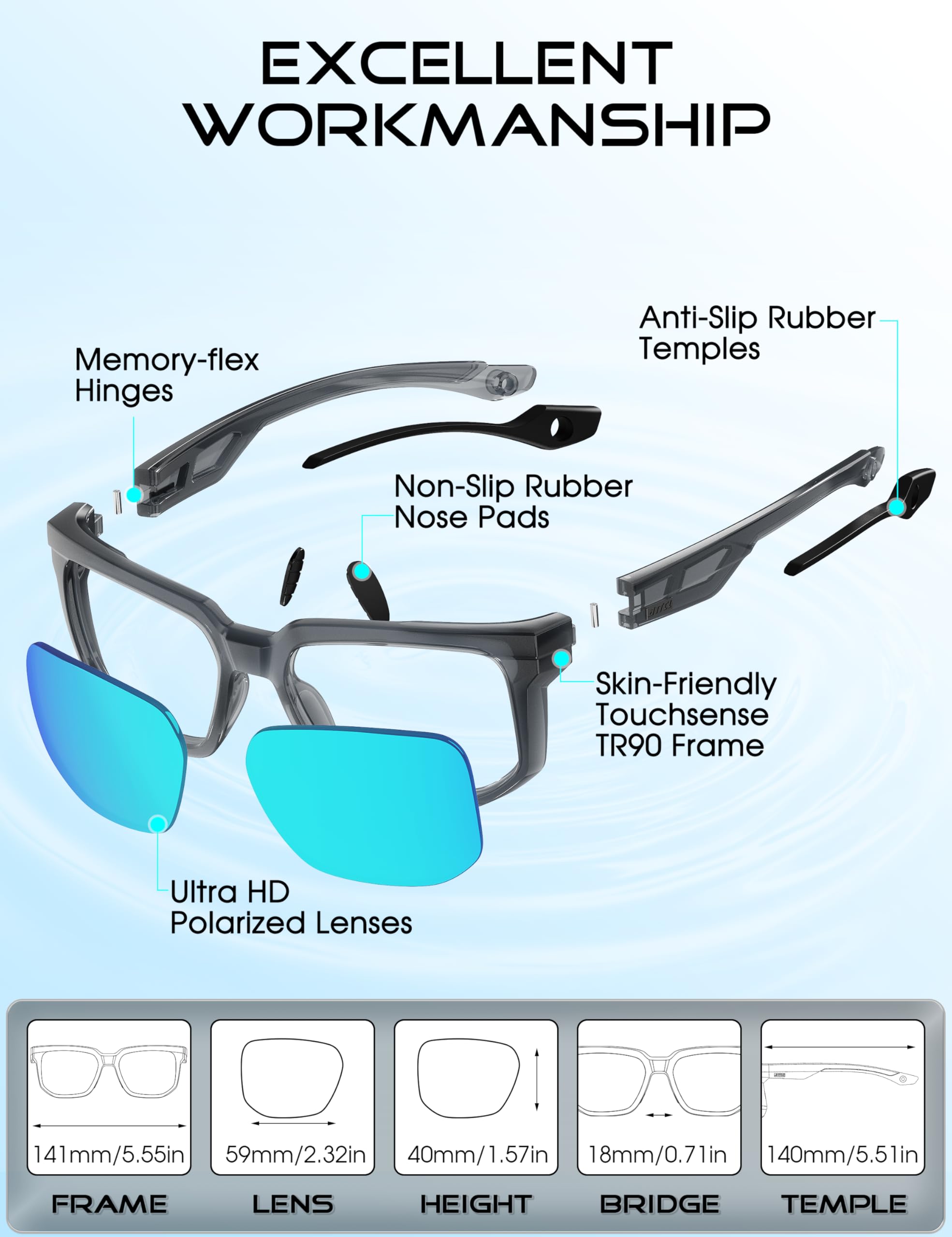 ATTCL Occhiali da sole uomo polarizzati a specchio: protezione UV400 occhiali sportivi con lente PC e telaio TR90 per guida, pesca e attività all'aperto