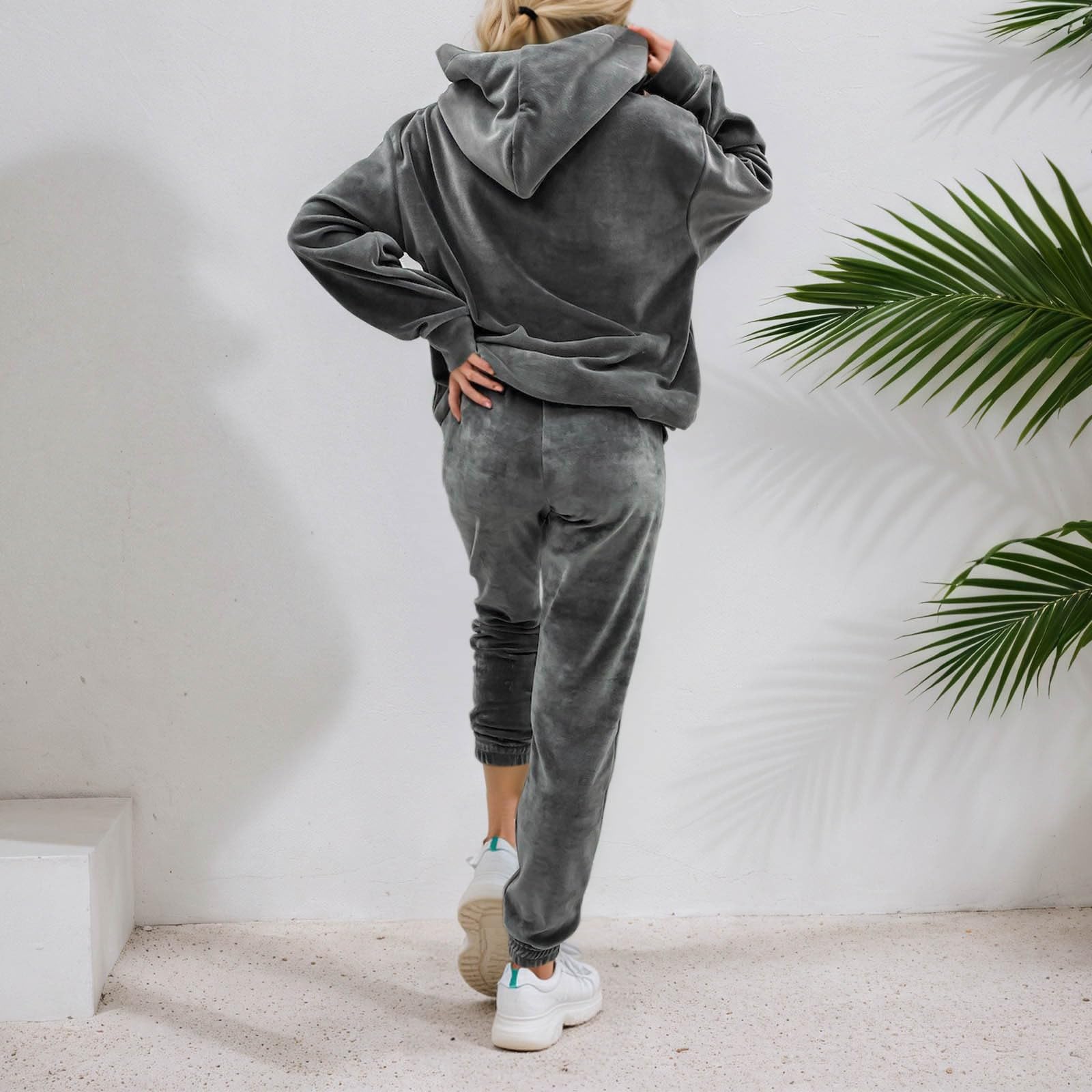 Generisch Tuta da jogging da donna, oversize, in due pezzi, morbida, comoda, casual, per l'autunno, set sportivo