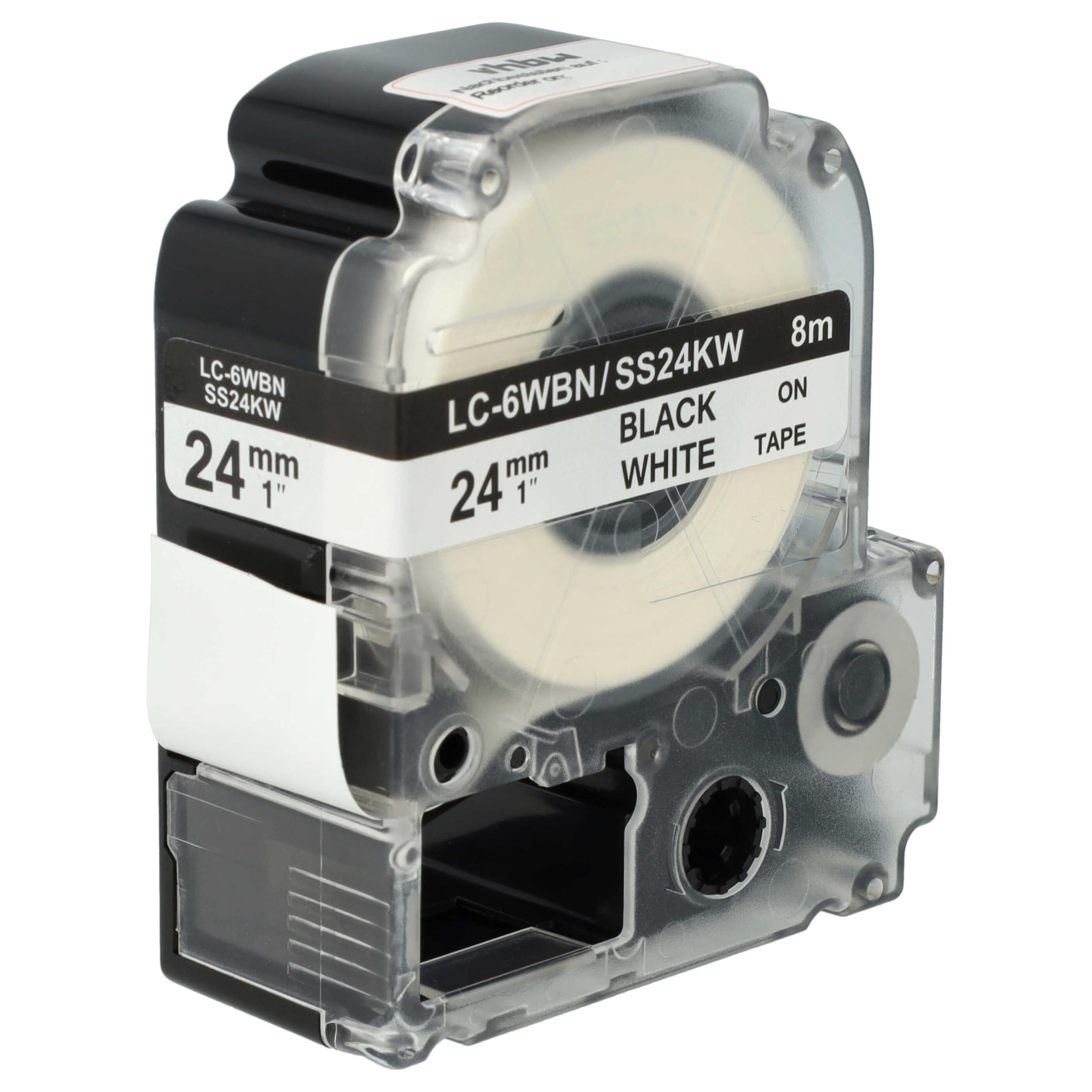 vhbw 50 x zamiennik taśmy do drukarki etykiet Epson LC-6WBN do drukarki etykiet 24 mm, czarny na białym tle