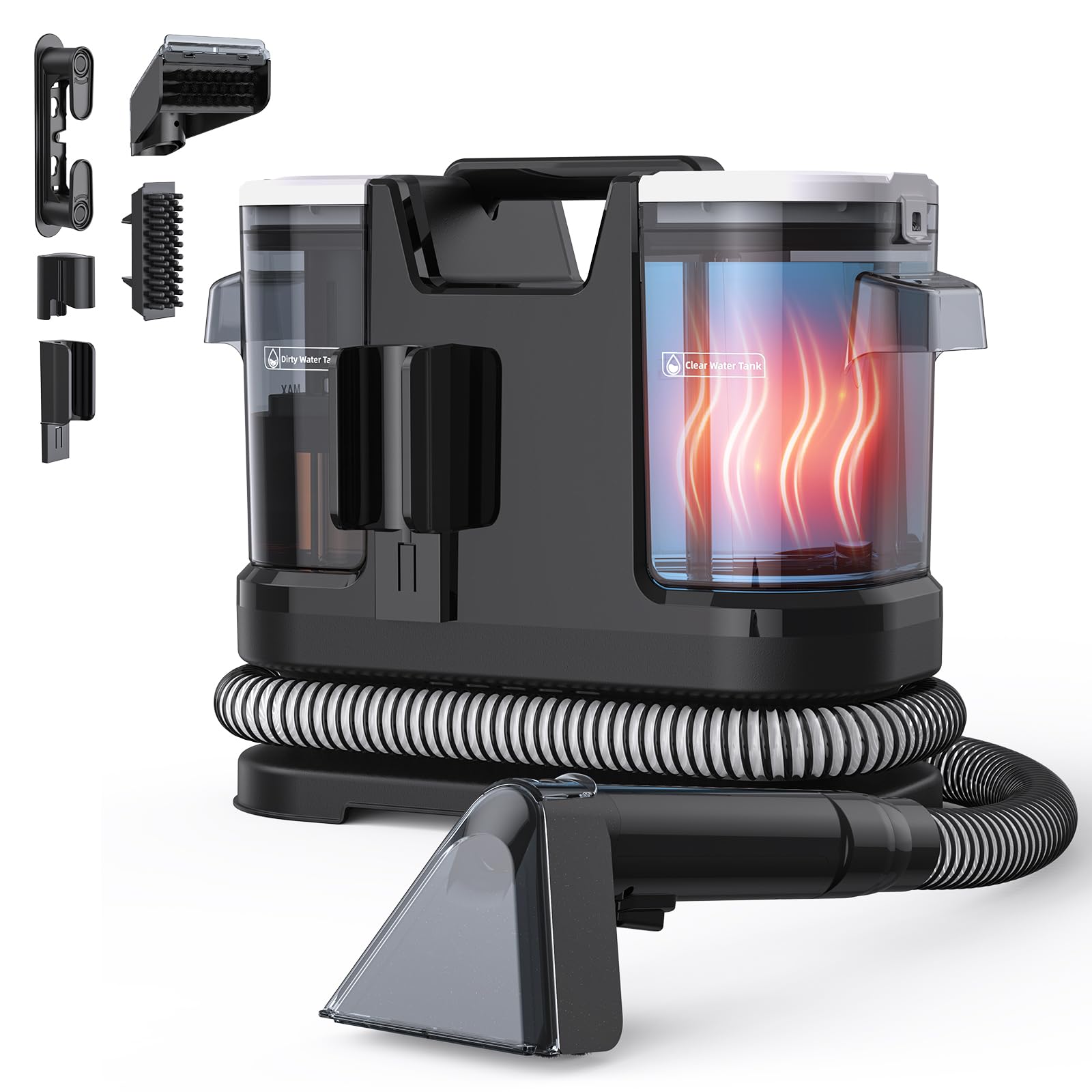 Lubluelu Nasssauger Polsterreiniger Gerät 18kPa, 600W Motor & 800W Boiler, Teppichreiniger Waschsauger mit 10-Sek.-Heizfunktion und Selbstreinigung, tragbarer Teppichreiniger für Teppiche, Sofa & Auto