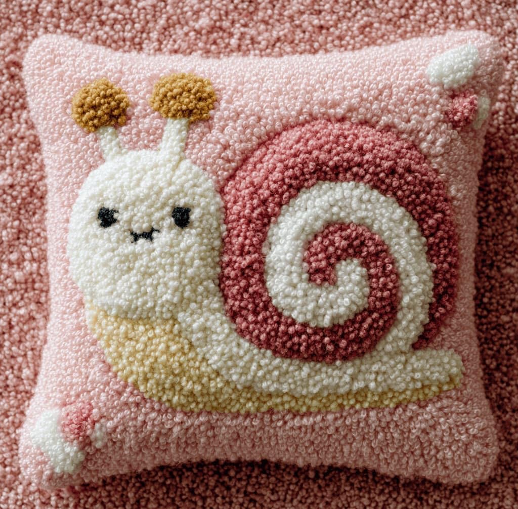 Kitquiver Latch Hook Rug Kits for Adults Snails DIY Latch Hook Cushion Cross-Stitch Embroidery Cushion Cover for Home Sofa Decoration 17X17 in.