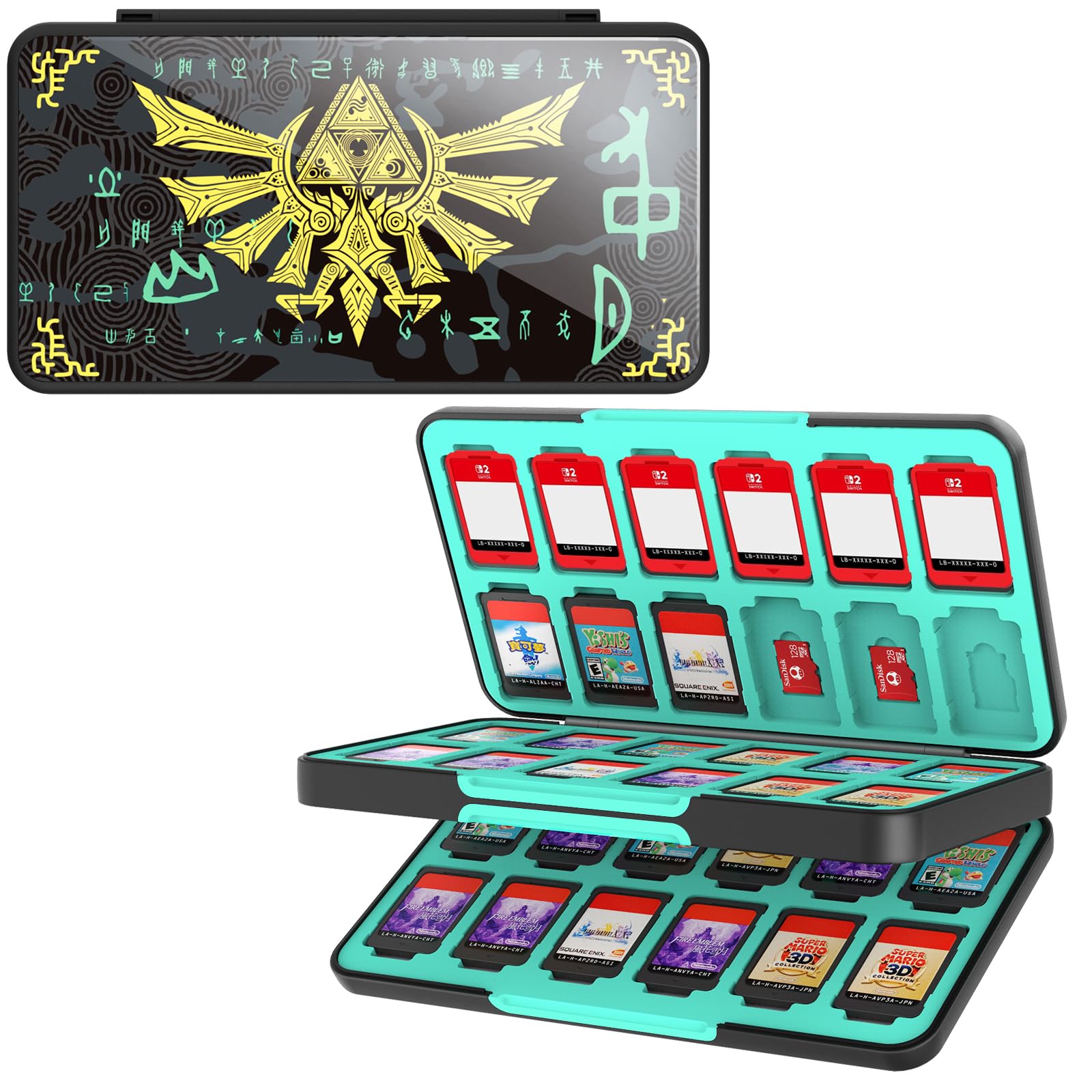 Switch Game Card Caja de Almacenamiento para Nintendo Switch/Switch OLED/Switch Lite, gradiente Color Lining Juegos Tarjetero con 48 Ranuras para Tarjetas de Juego y 24 Ranuras para