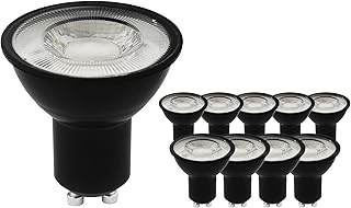 Ledvion - 10X Spot LED GU10 Regulable Negro, 3W, 2700K, 345 Lúmenes, SMD LED Chips, Vidrio Completo, Bajo Consumo