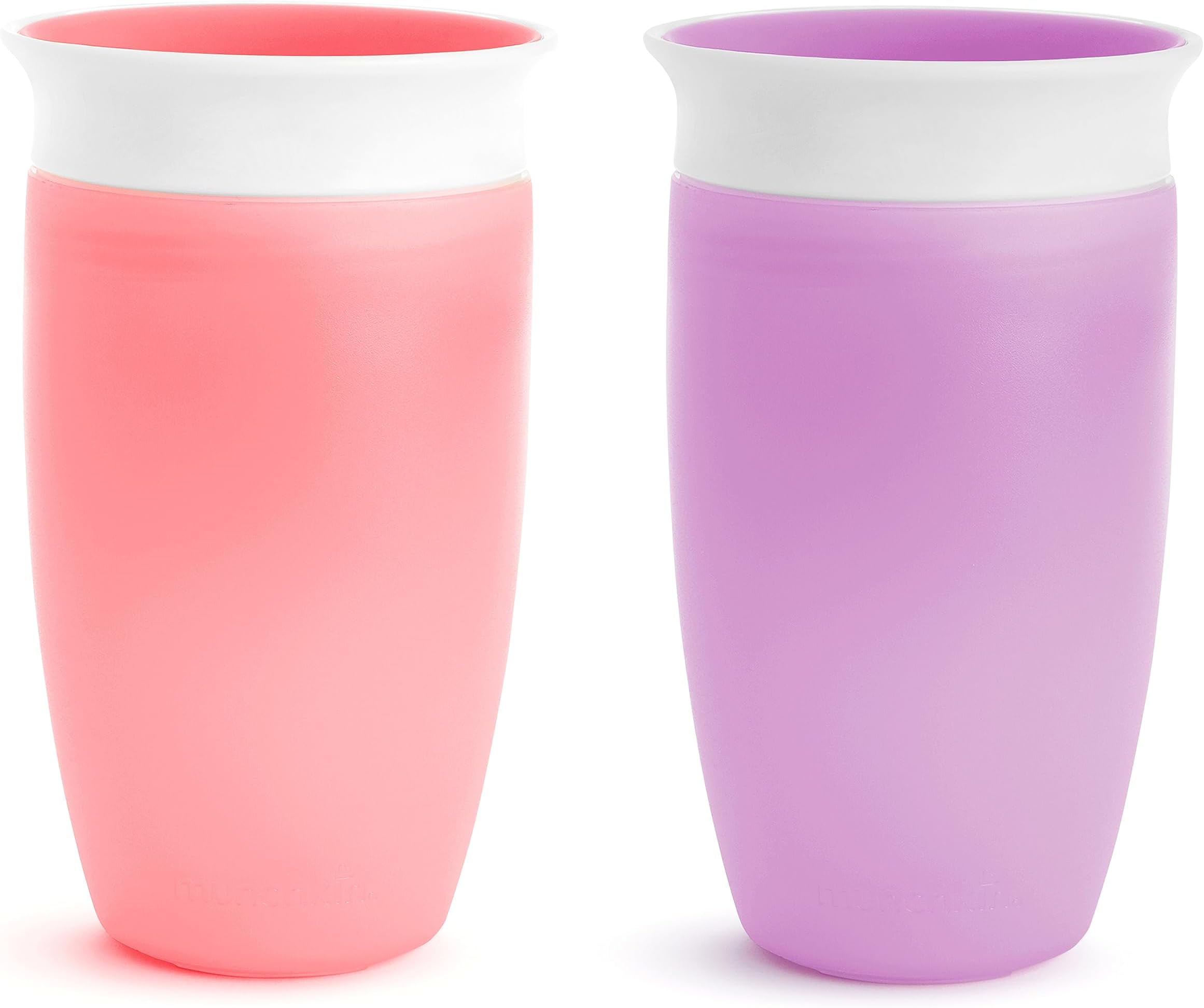 Munchkin Sippy Cups for Toddlers 1-3, Spill Proof Miracle 360 Cup, 10 Ounce, 2 Pack, Pink/Purple