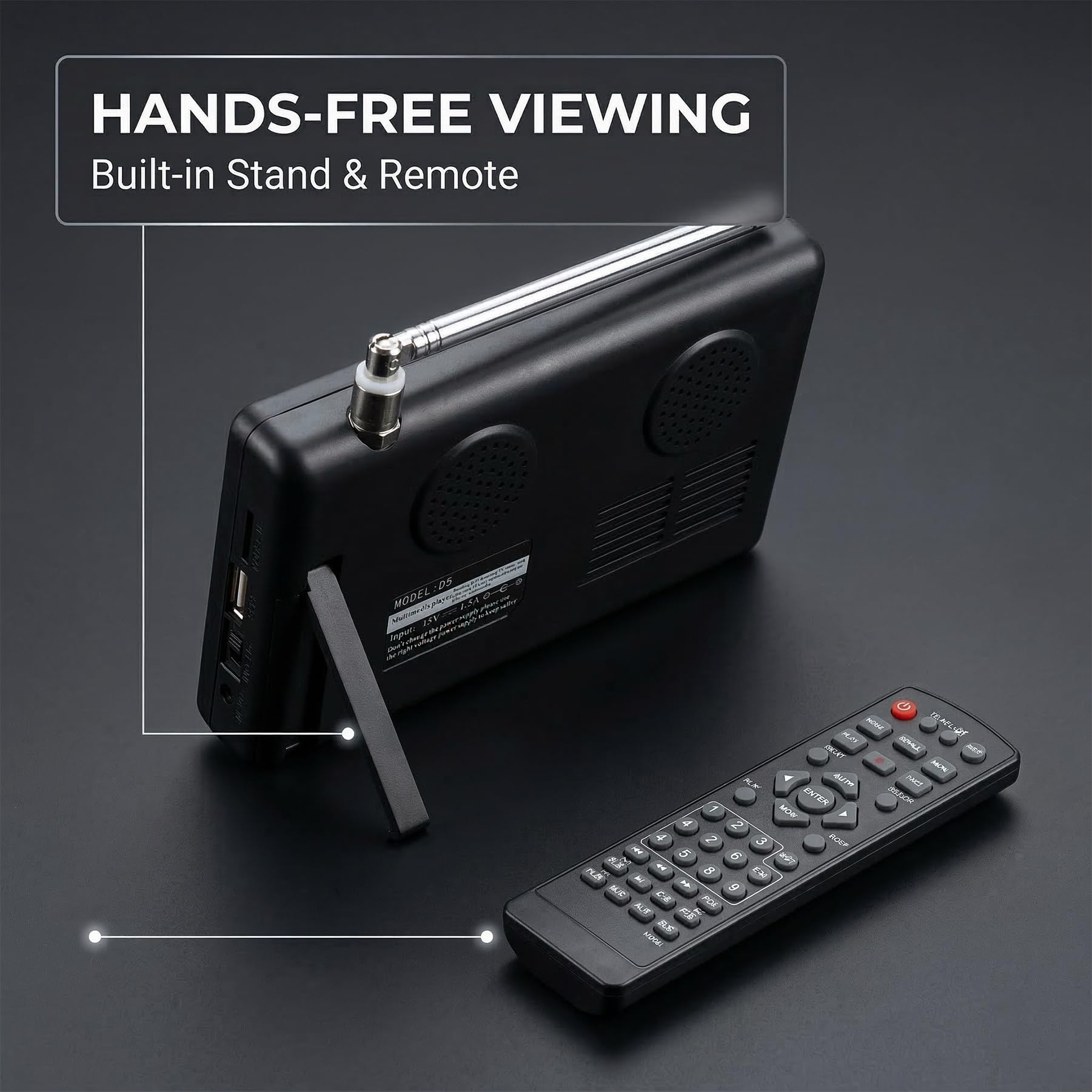 Amazon | 5インチポータブルテレビ、1080P 2イン1ミニデジタルTV FM