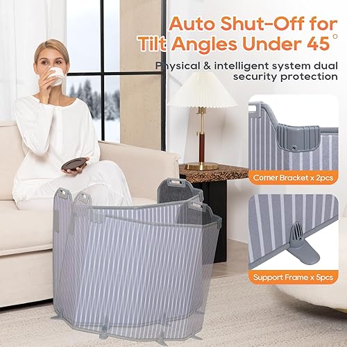 Miniatura 3 de Calentador para debajo del escritorio para oficina, calentador de pies plegable para debajo del escritorio con temporizador de 12 horas y 8 niveles