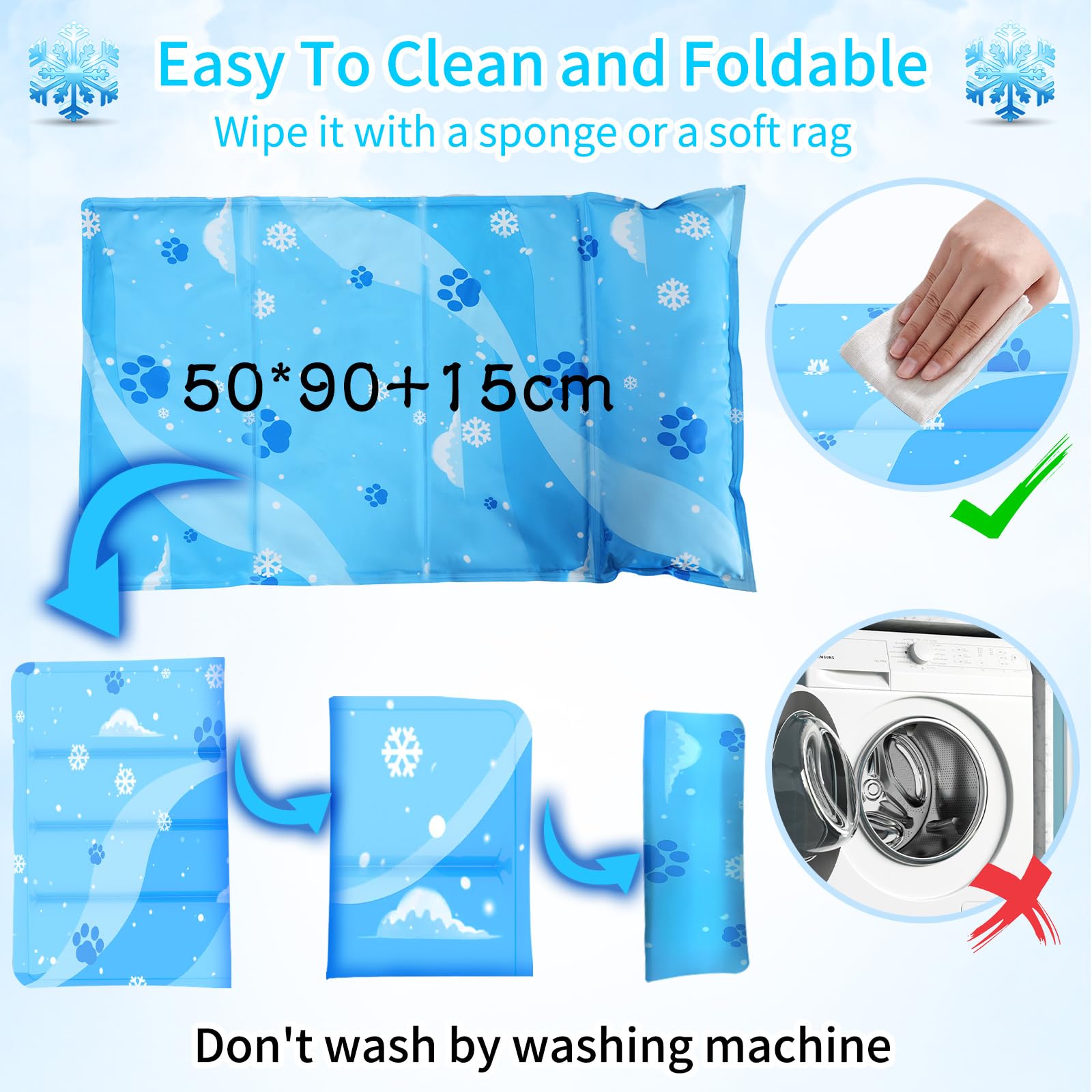 Esterilla Refrescante para Perros y Gatos, Alfombrilla de Gel Autorefrigerante, Cojín Refrescante No Tóxico, Cama Fría y Manta Refrigerante Duradera para Mascotas