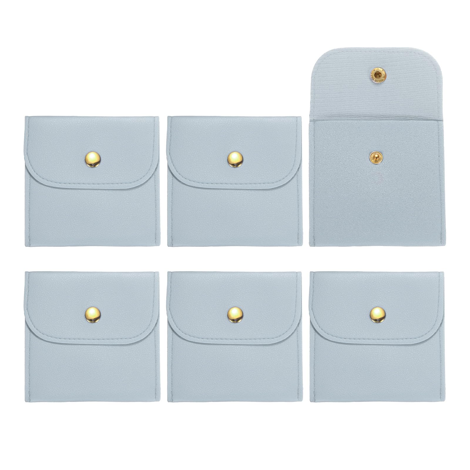 Mini pochettes à bijoux cuir synthétique bleu lot de 6 uxcell 20cm