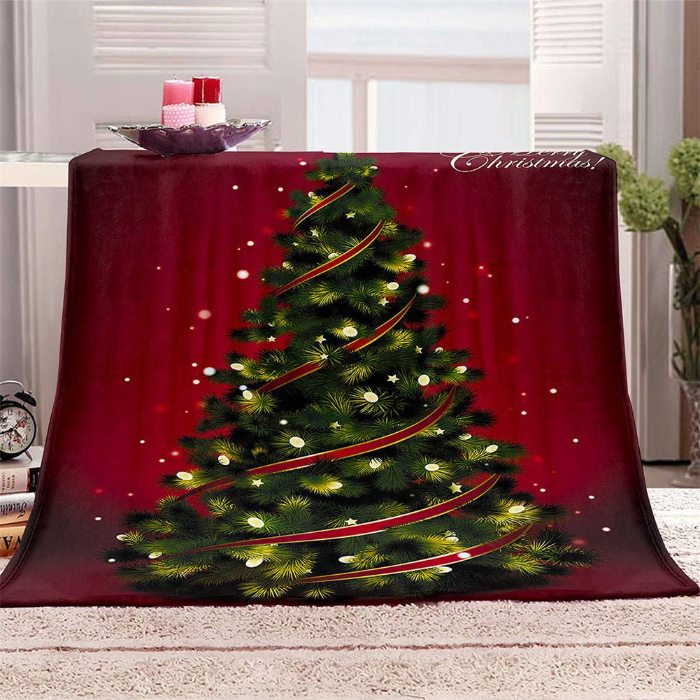 Chickw11 Natale Coperte Flanella, 3D Stampa Coperta Flanella Microfibra Morbida Leggera Coperte Comfort Calda Divano Coperta per Letto Singolo Matrimoniale (Albero di Natale,150x180cm