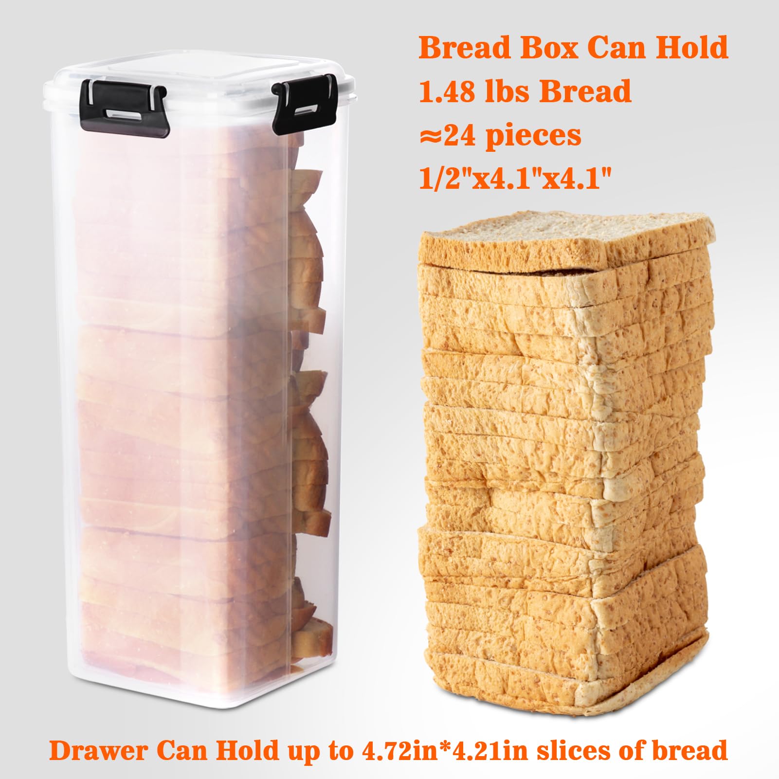 Contenitore Per Pane Ermetico Con Vassoio - Scatola Plastica Trasparente | Per Pane Fatto In Casa, Sandwich E Bagel - Foto 6