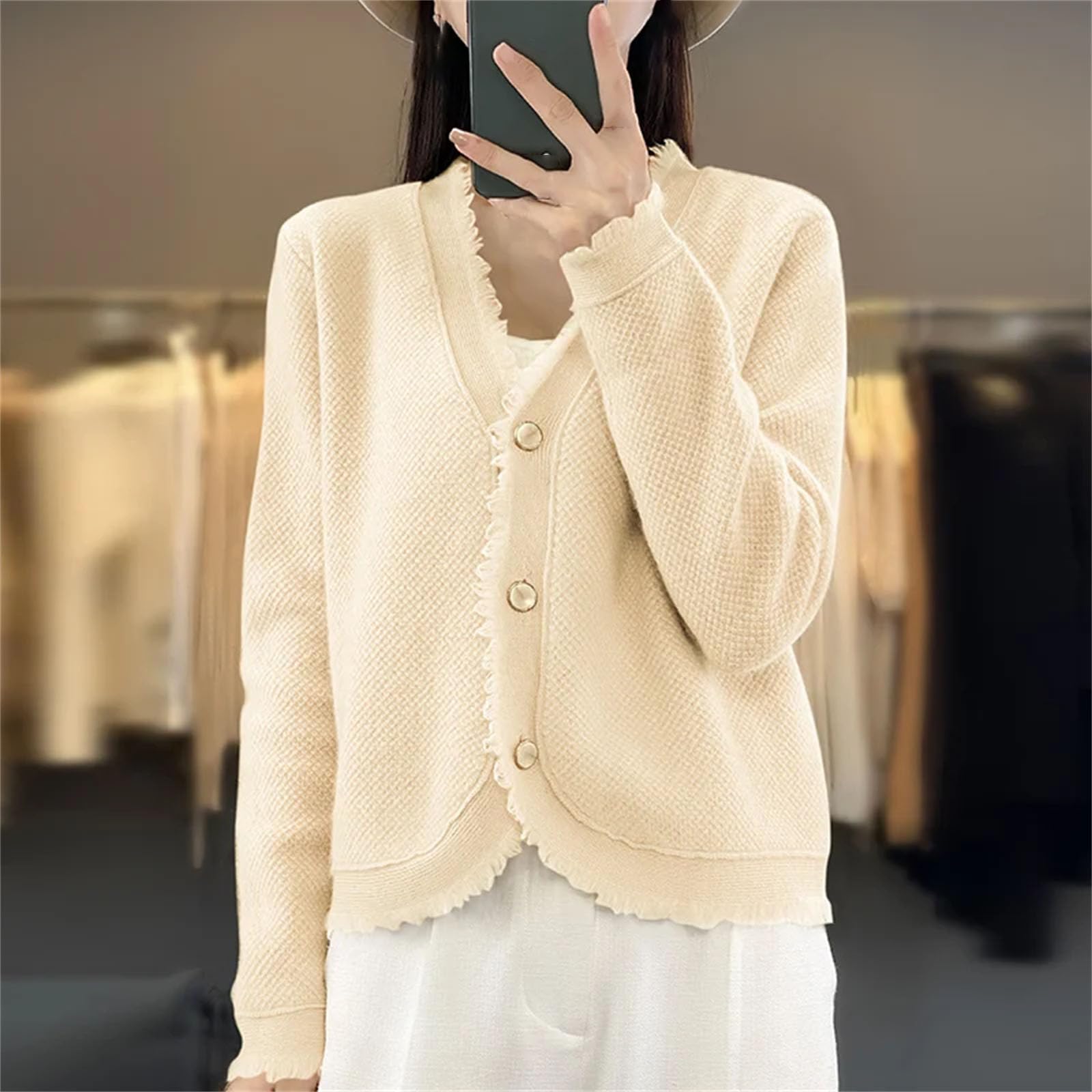 Suéteres de punto trenzado de manga larga para mujer, estilo informal, con frente abierto, para invierno