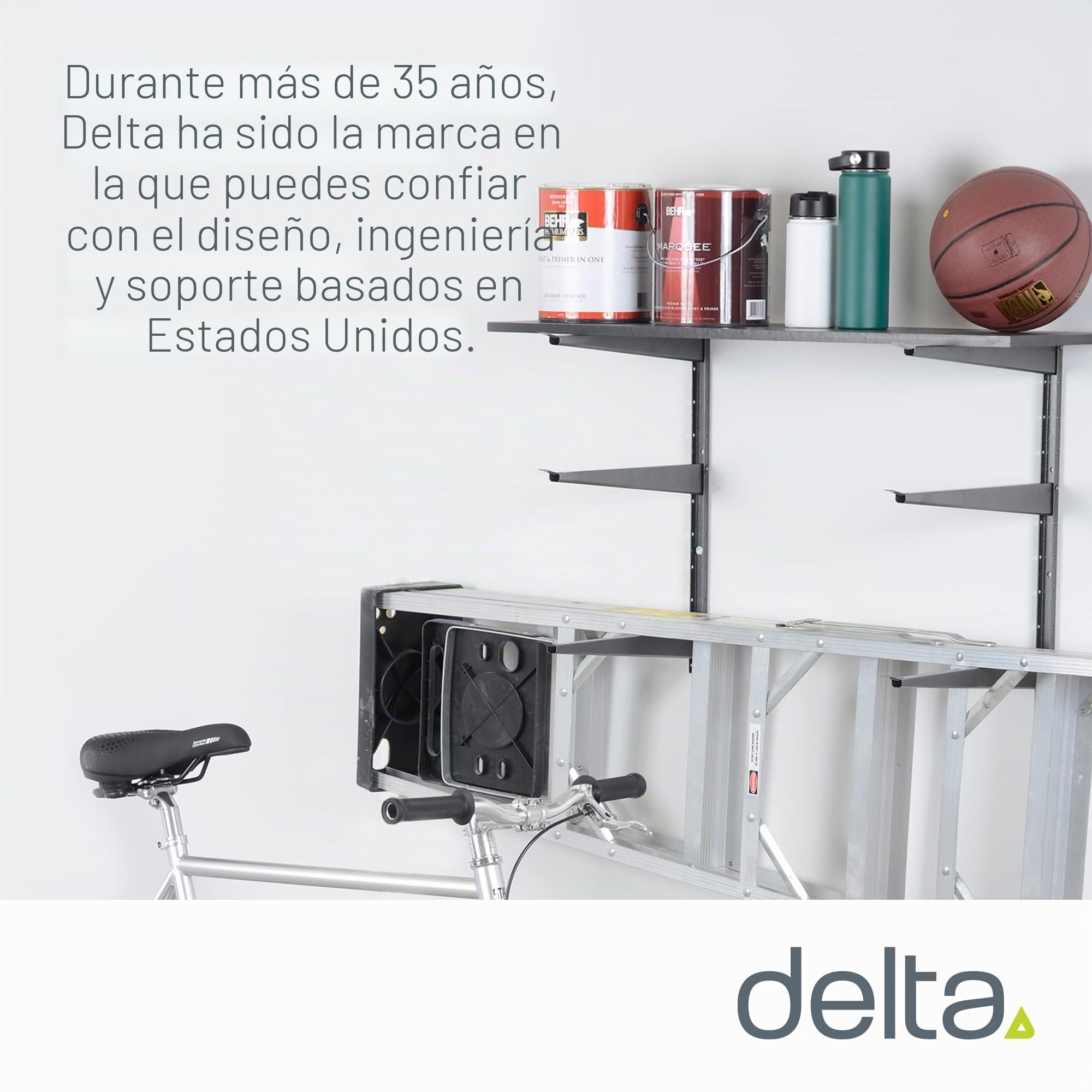 Delta Cycle - Estante de Almacenamiento de Madera y Madera, soporta hasta 480 Libras, fácil de Instalar, con construcción de Acero para Interior y Exterior, solución de Almacenamiento para Garaje,