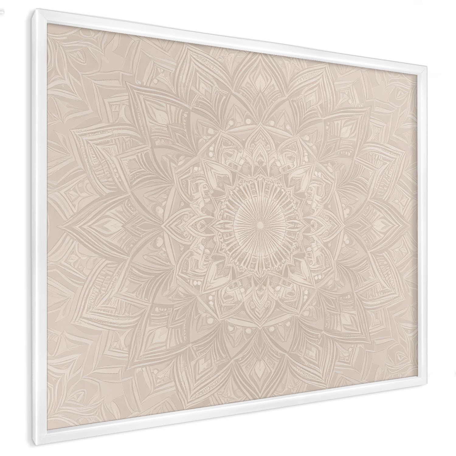 Magnetwand 80x60 cm | mit weißem Rahmen | Dekorative Mandala