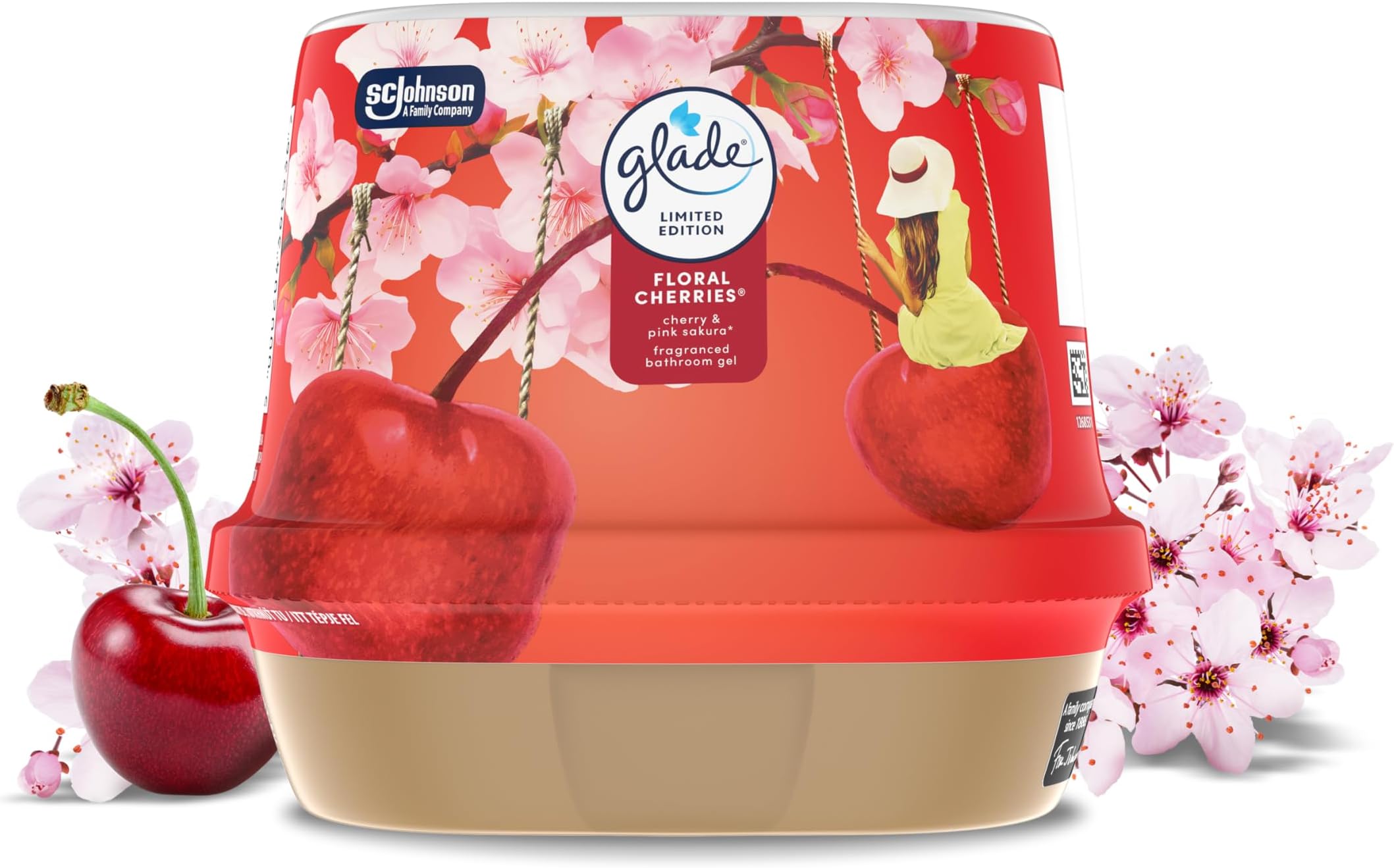 – Fragranced Bathroom Gel, Air Freshener and Discreet Odour Eliminator, Floral Cherries, 180g, Packaging May Vary